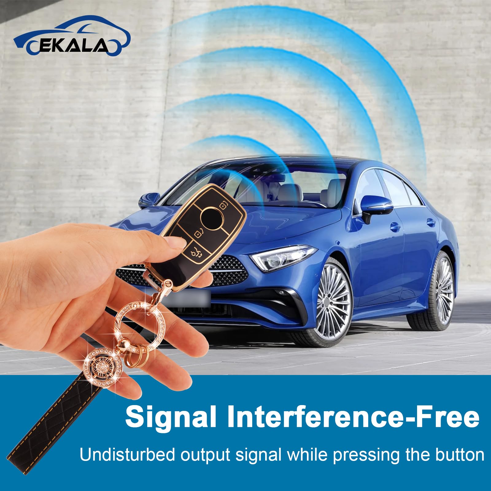 Ekala For Mercedes Key Fob Cover, 4 Buttons Soft Tpu Key Fob Protector With Key Fob Keychain Fit For Mercedes Benz A B C E G S C