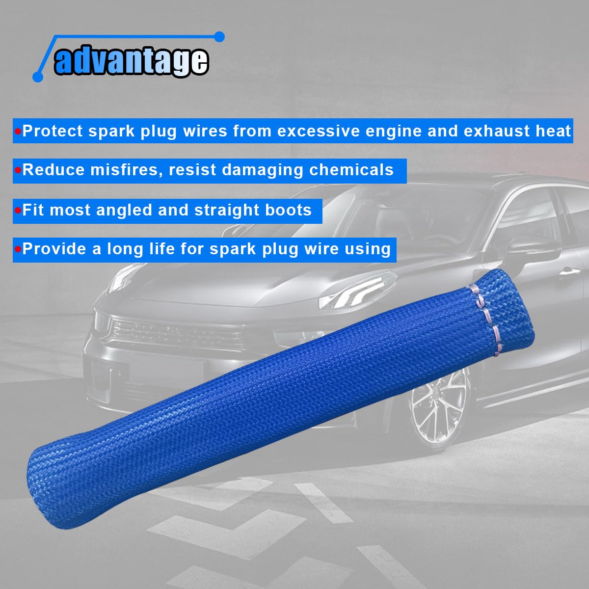 8PCS Spark Plug Wire Heat Shield Sleeve, 1500 Spark Plug Wire Cover Wrap for SBC BBC 350 454, 6 Inch Spark Plug Boot Protector S