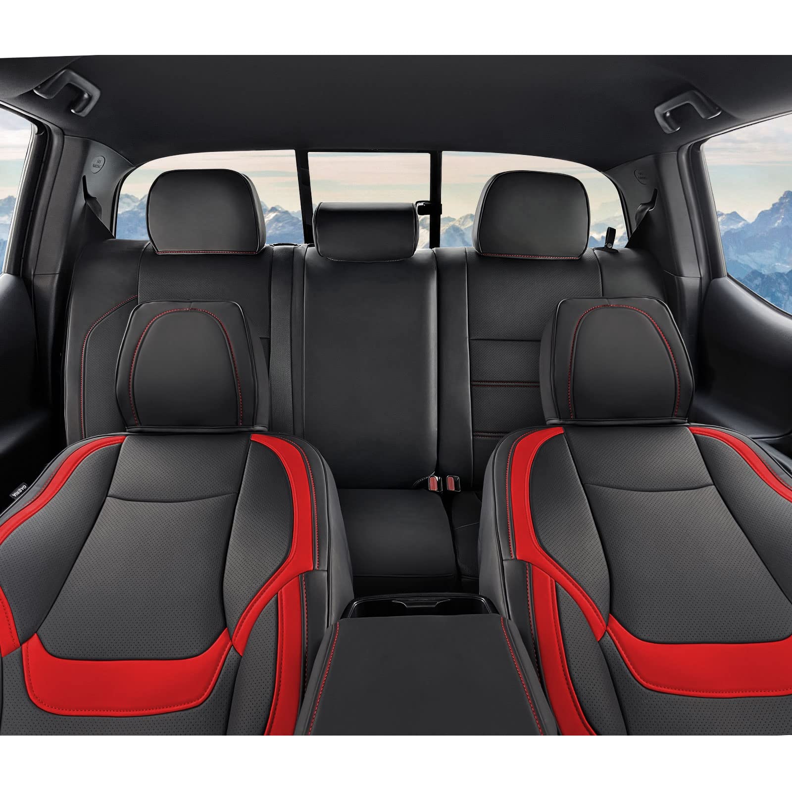 Drcarnow Super Cover For Toyota Tacoma Seat Covers 2016 2017 2018 2019 2020 2021 2022 2023, Crew Cab/Double Cab (Black And Red)