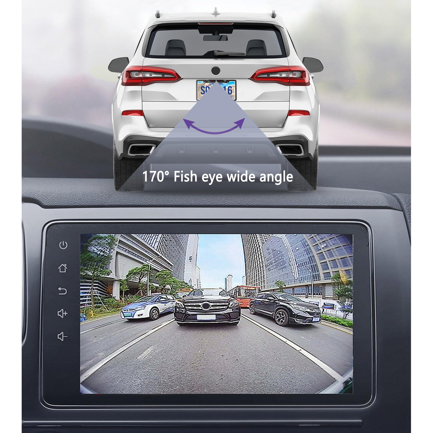 License Plate Backup Camera,Hd Night Vision Reverse Camera With 8 Led,170Wide Angle Waterproof Rear View Camera,Heavy Duty Rever