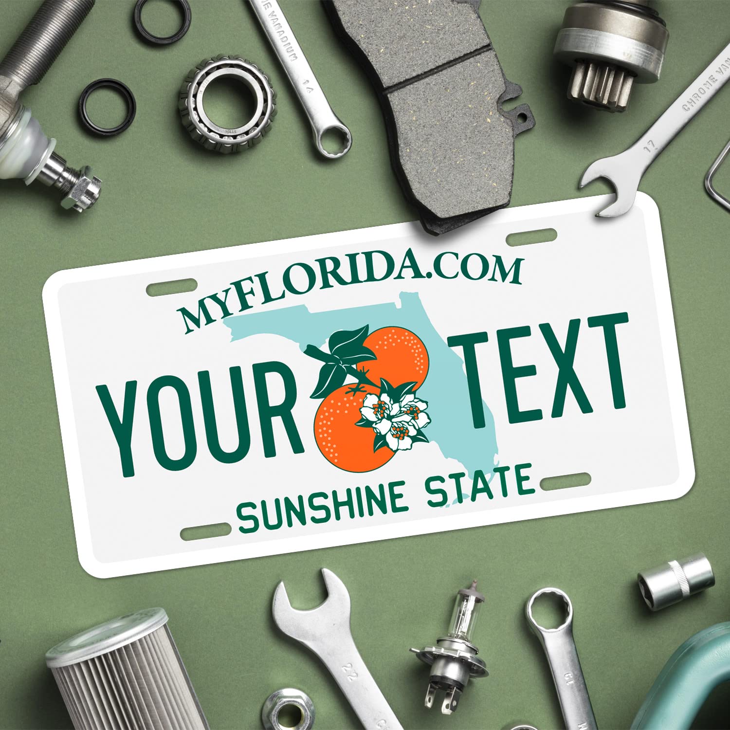 Custom Florida License Plate, Personalized 50 States Fake License Plate For Front Of Car Sign 6X12 Inches, Rust Free .040 Aluminum, Fade Resistant, Made In Usa By Sigo Signs