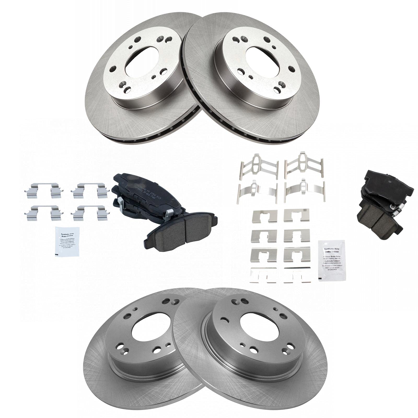 Trq Front And Rear Brake Pad & Rotor Kit Brake Pads Brake Rotor Ceramic Compatible With 2006-2011 Honda Civic