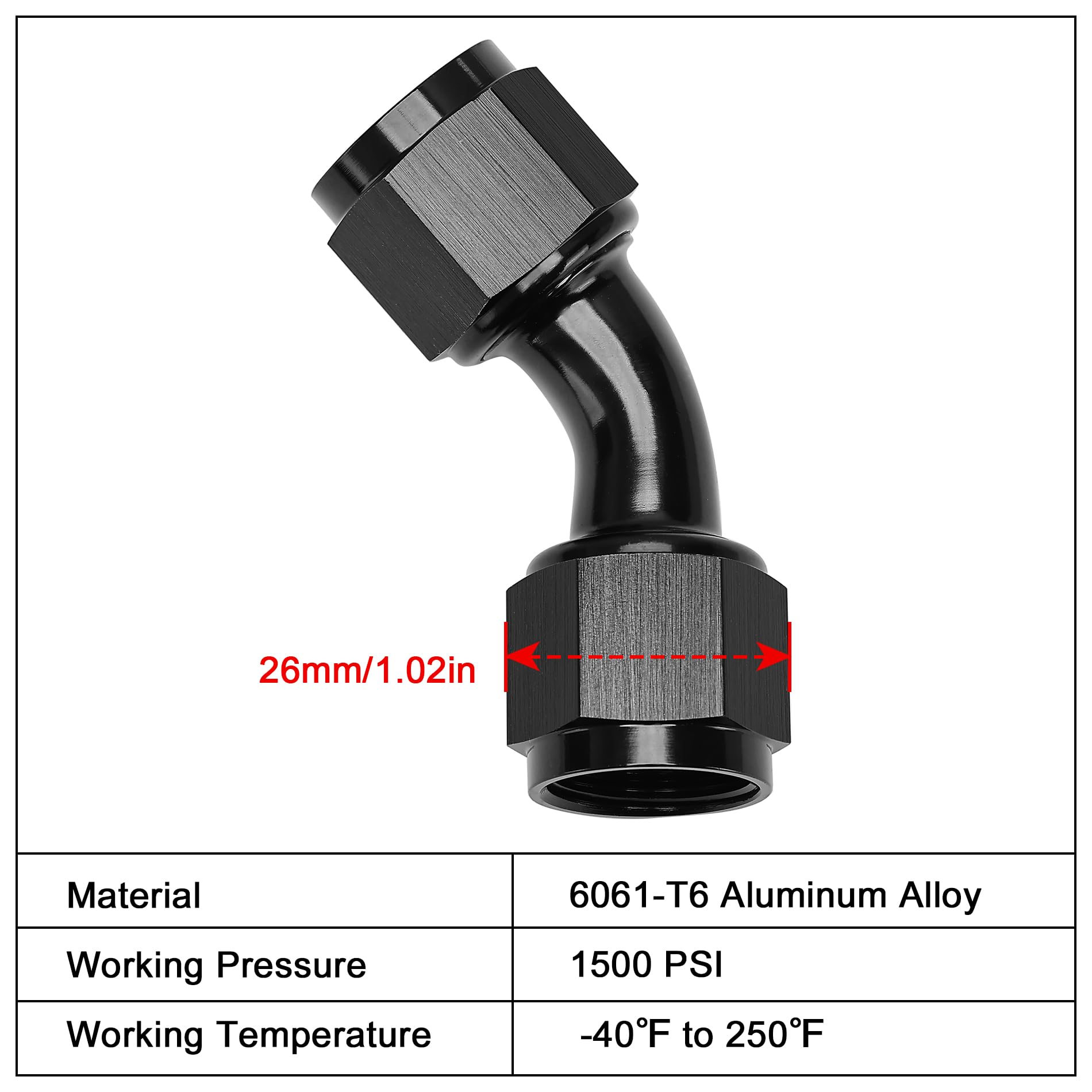 Evil Energy 10An Female To 10An Female 45 Degree Swivel Coupler Union Fitting Adapter Aluminum Black