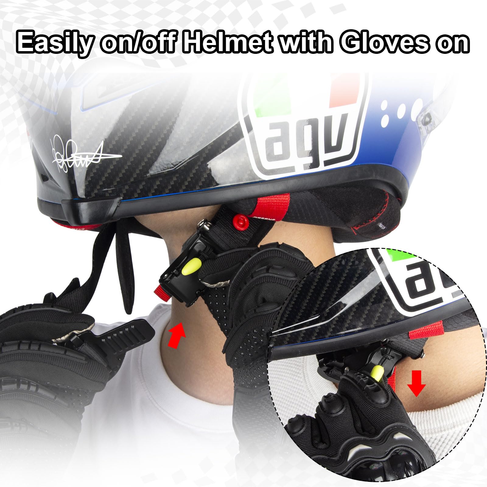 Healvaluefit Helmet Quick Release Buckle Kit, Stainless Steel Ratcheted Helmet Adapter Chin Strap Up To 1', All Metal Motorcycle Helmet Accessories, Compatible With Half, 3/4, Full Face Helmet (Black)