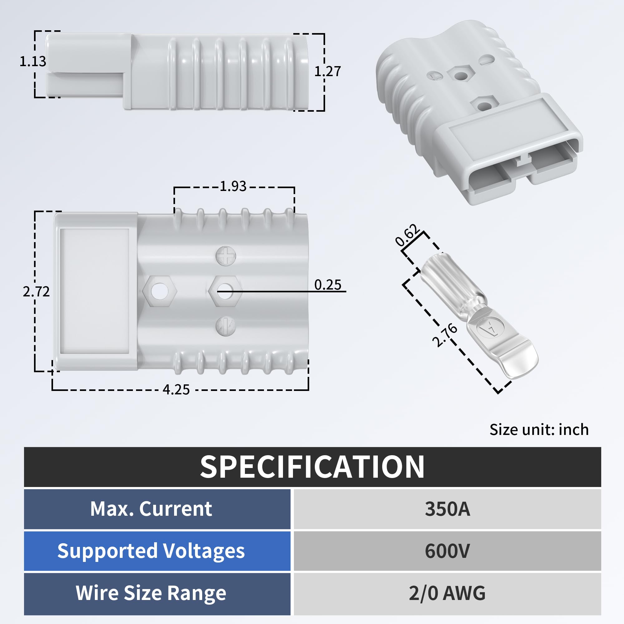 Rvboatpat 350 Amp Battery Quick Connect/Disconnect Connector,12V Wire Harness Plug Connector Kit - 2 Pack