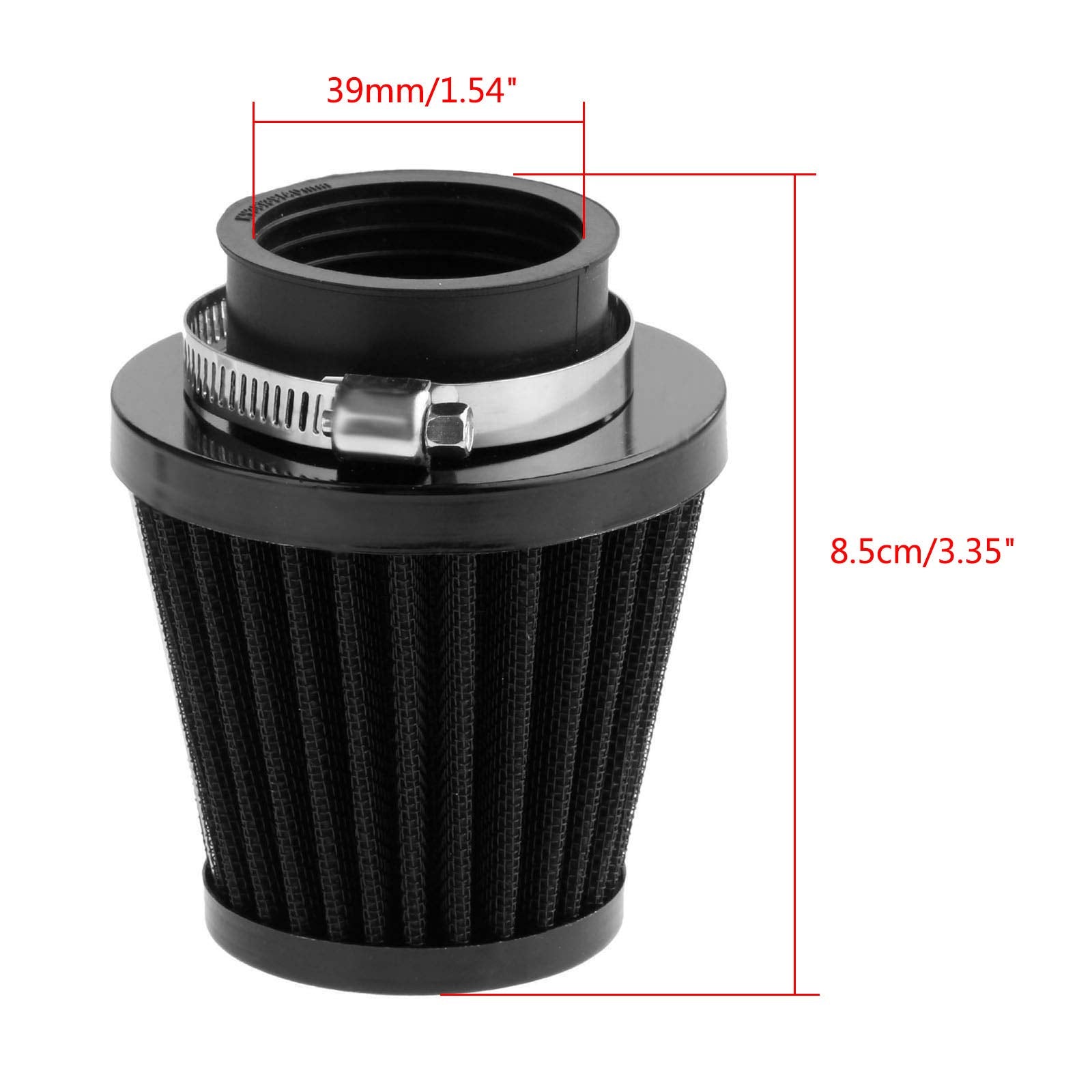 Mtsooning Motorcycle Air Filter Pod, 39Mm Washable Universal Clamp-On Breathers, Cone Intake Filter Replacement For Atv Dirt Pit