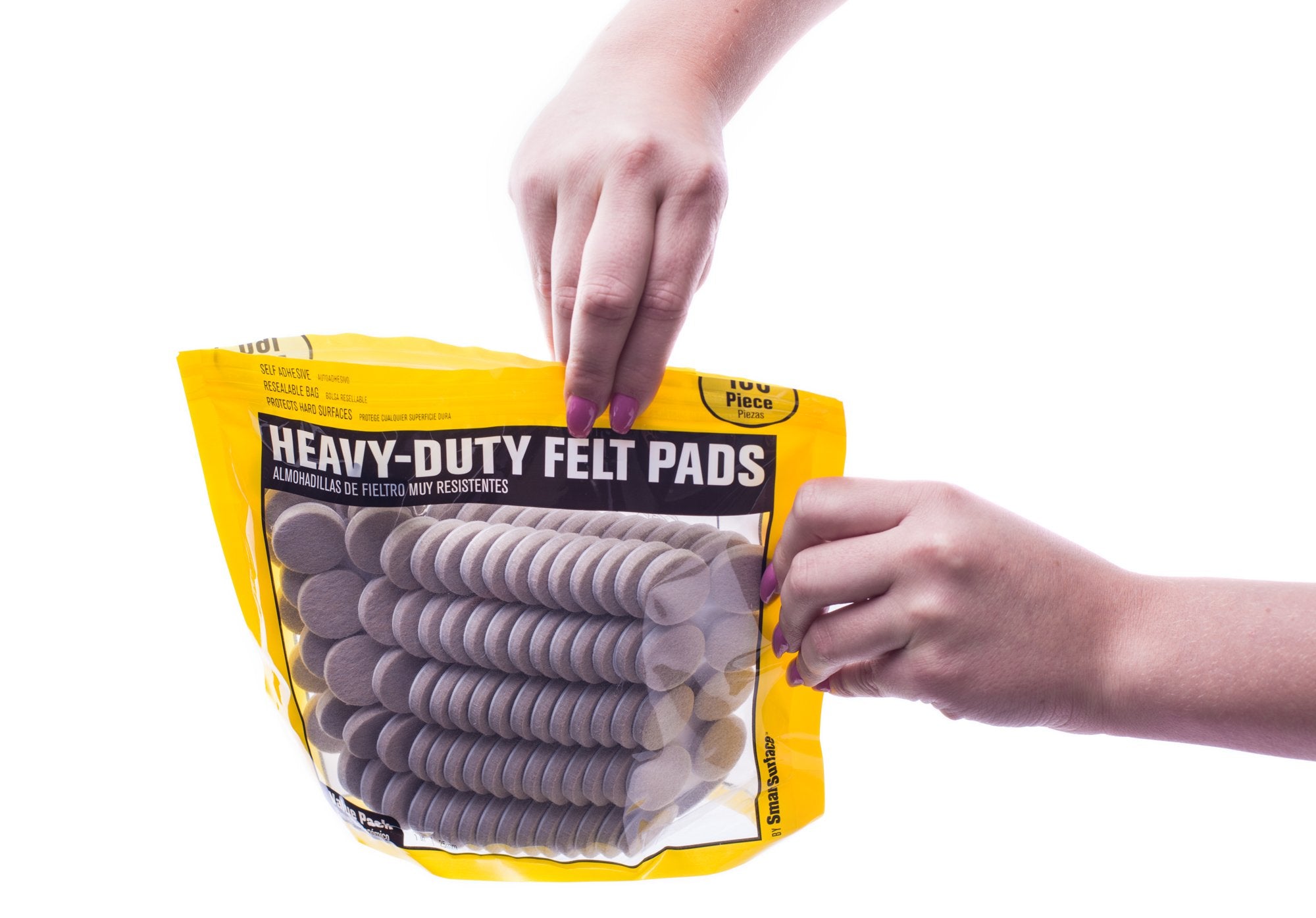 Smart Surface 8727 Heavy Duty Self Adhesive Furniture Felt Pads 1-Inch Round Oatmeal 160-Piece Value Pack In Resealable Bag