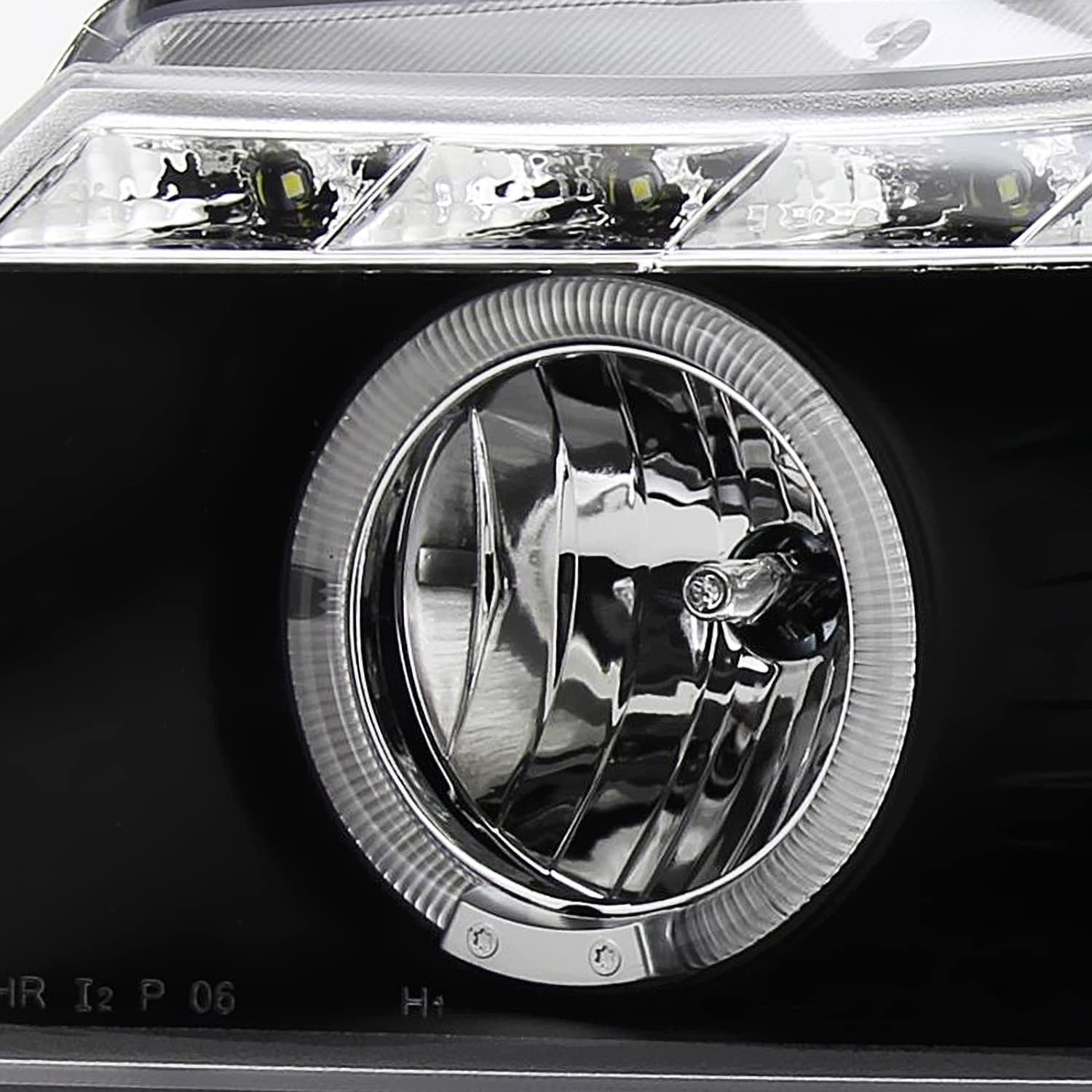 Spec-D Tuning Led Strip Black Projector Headlights Compatible With 2006-2008 Bmw E90 3-Series 4 Door Sedan, Left + Right Pair Headlamps Assembly