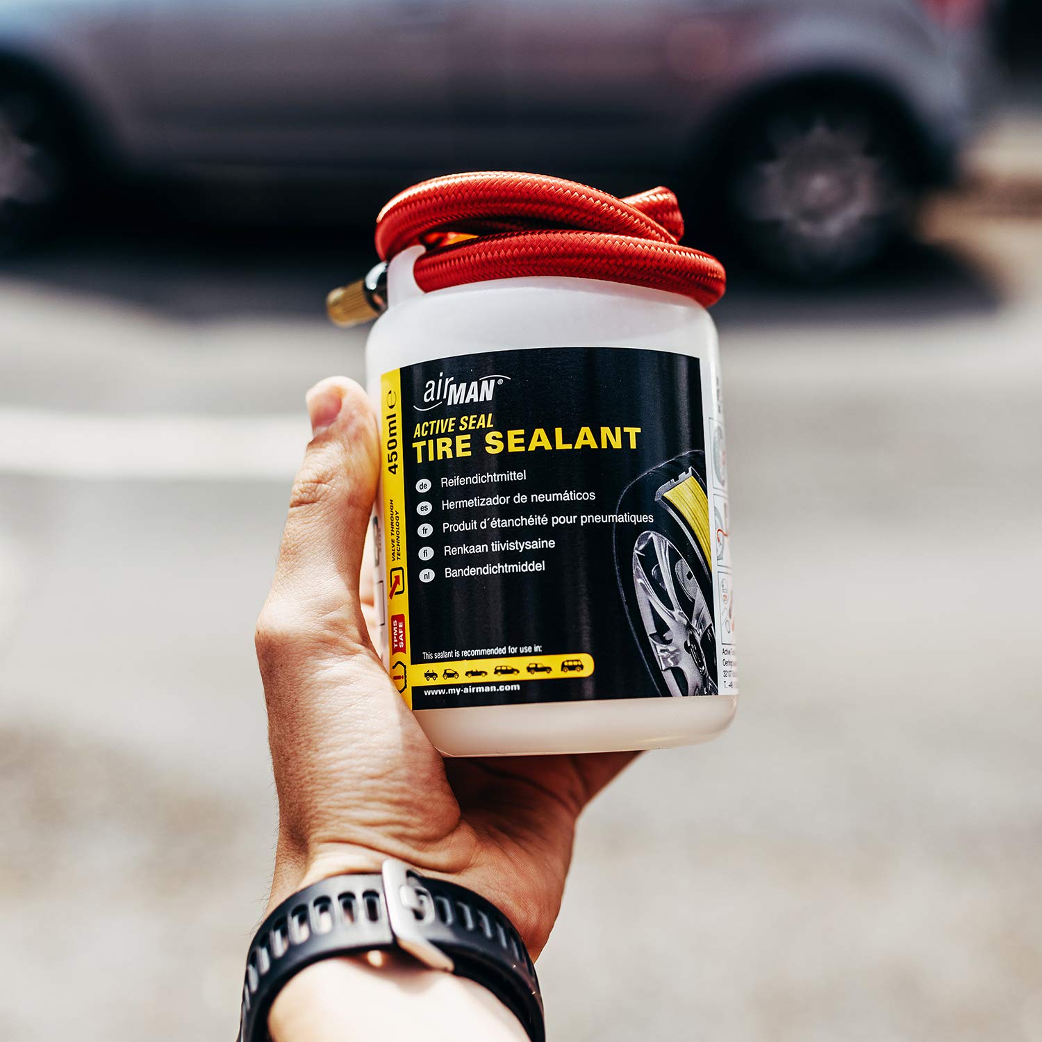 Airman 65-005-001 Atvt Hb Tyre Repair Sealant 450 Ml-Assorted Hose(Red/Black)