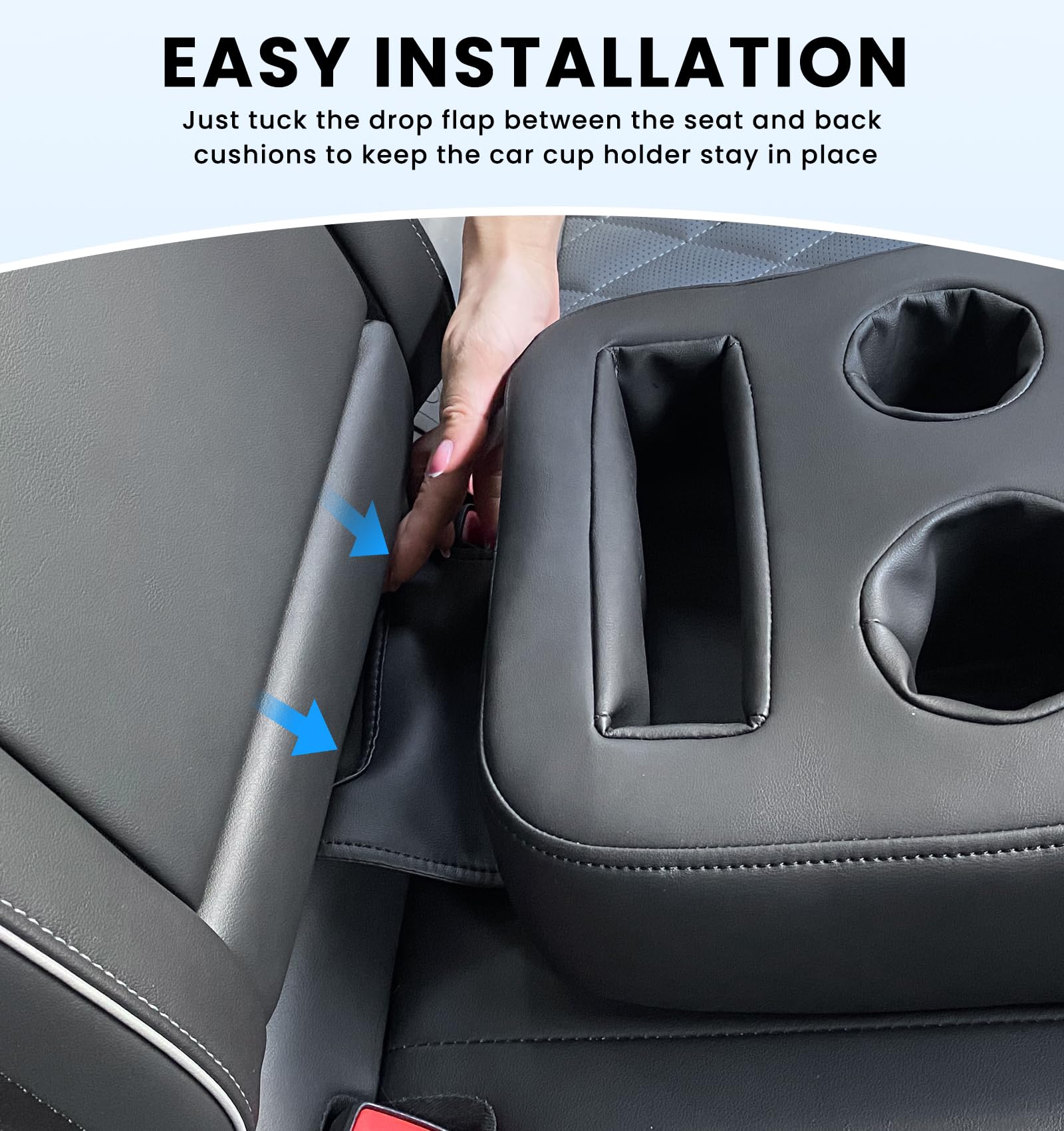 Sinvanho Car Cup Holder, Back Seat Cup Holder for Car, PU Leather Couch Sofa Bed Cup Holder Expander Tray, Boat Tray, Organizer