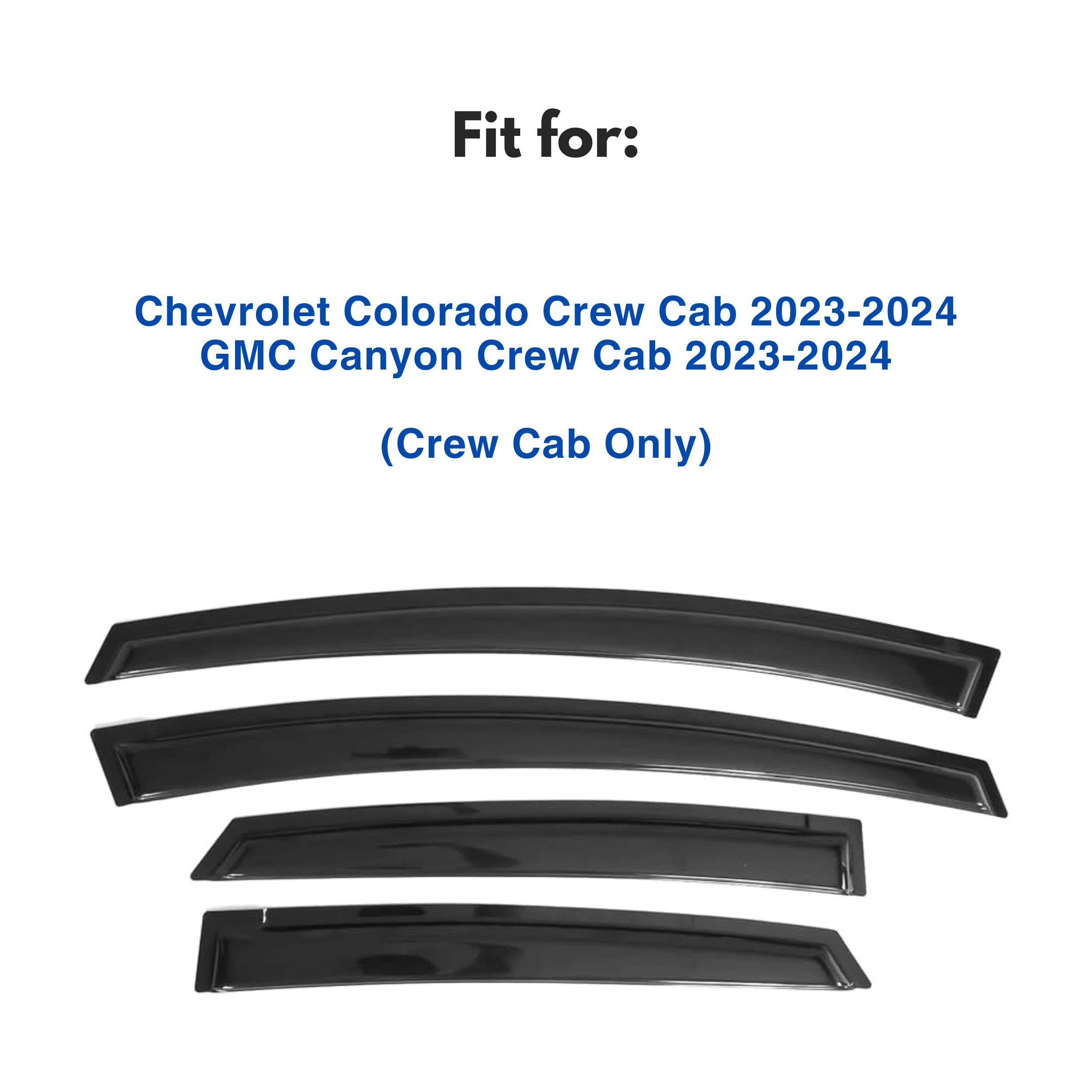 Ig Window Visor For 2023-2024 Chevrolet Chevy Colorado Crew Cab & Gmc Canyon Crew Cab, Rain Guard Tape-On Extra Durable Sun Wind