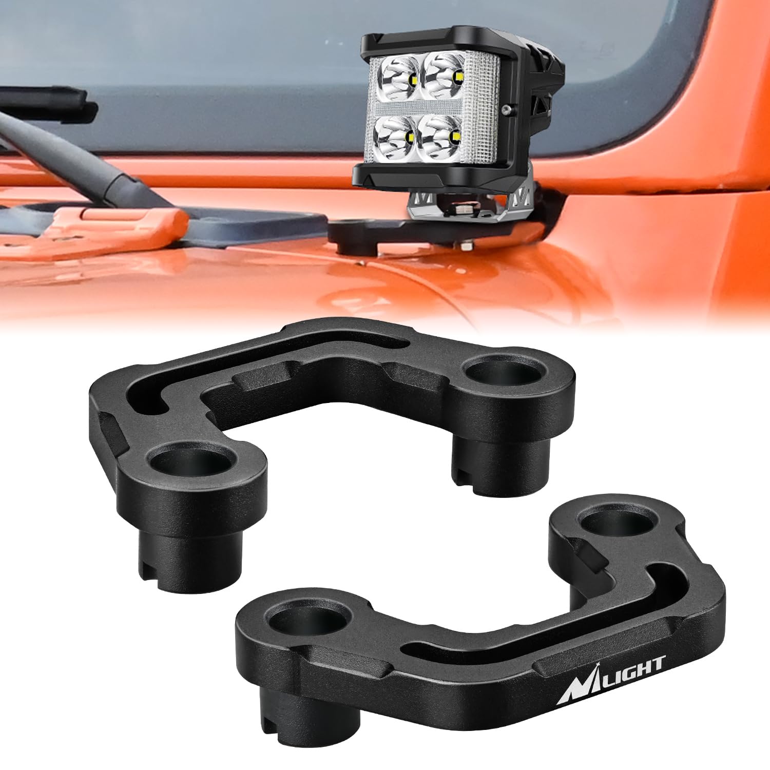 Nilight Light Mounting Bracket Hood Cowl Mount Brackets For Front A-Pillar Auxiliary Offroad Led Pod Light Work Lights On 2018-2