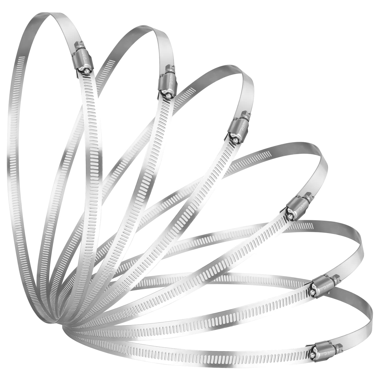 Ticonn 6Pcs Hose Clamp Set - 12 ' ' 304 Stainless Steel Worm Gear Hose Clamps For Pipe, Intercooler, Plumbing, Tube And Fuel Lin