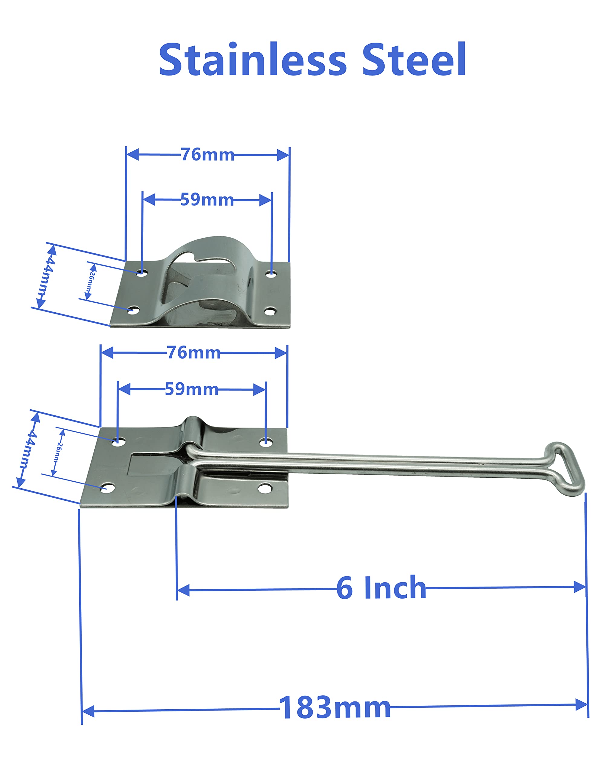 Dsnaduo Polished Stainless Steel 6 Inches T Style Entry Door Latch Catch Holder For Rv Camper Trailer Cargo, Entry Door Hardware (1 Pack)
