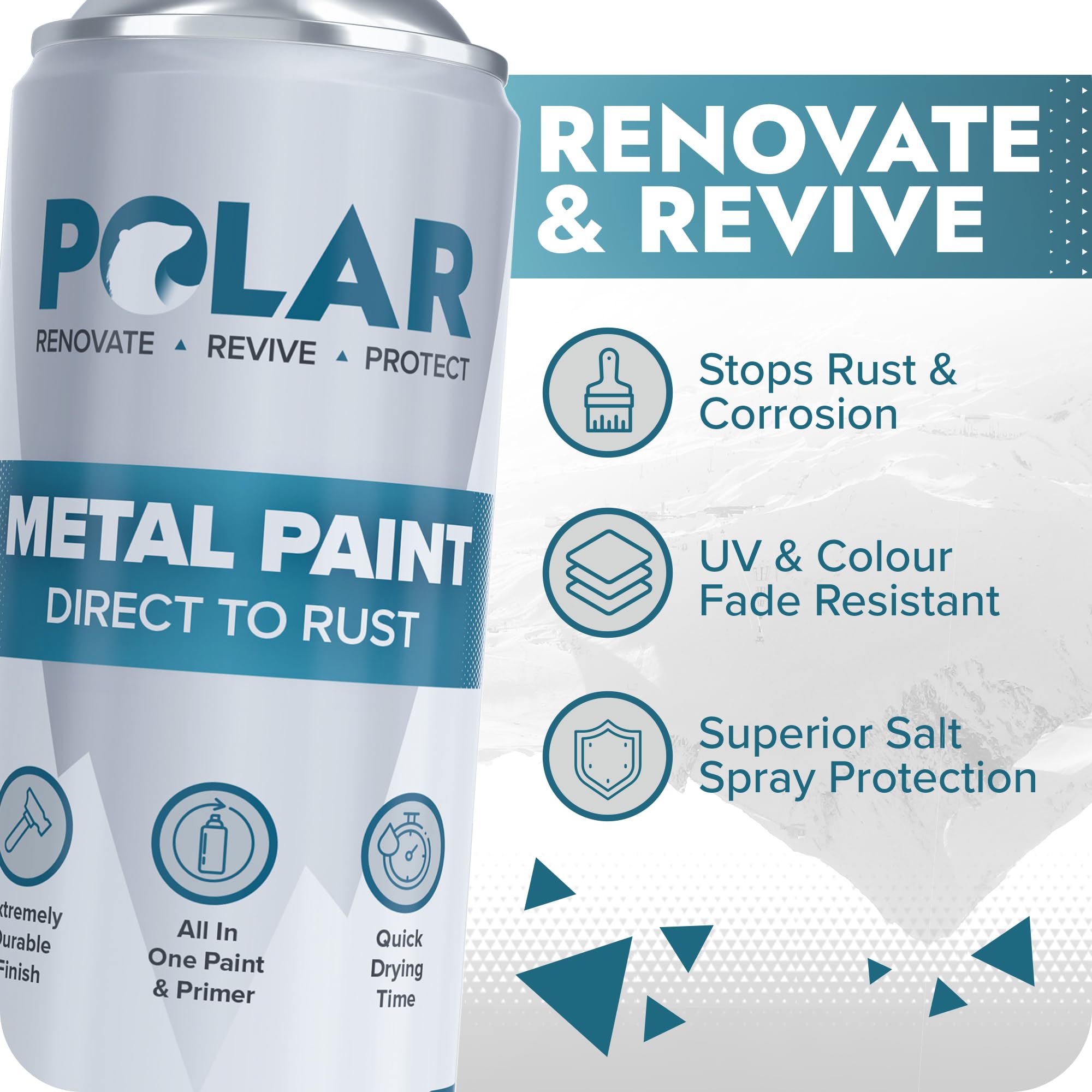Polar Matte Black Direct To Rust Spray Paint - 6 X 13.5Fl Oz - Protect And Stop Rust & Corrosion - Primer, Undercoat, Topcoat -