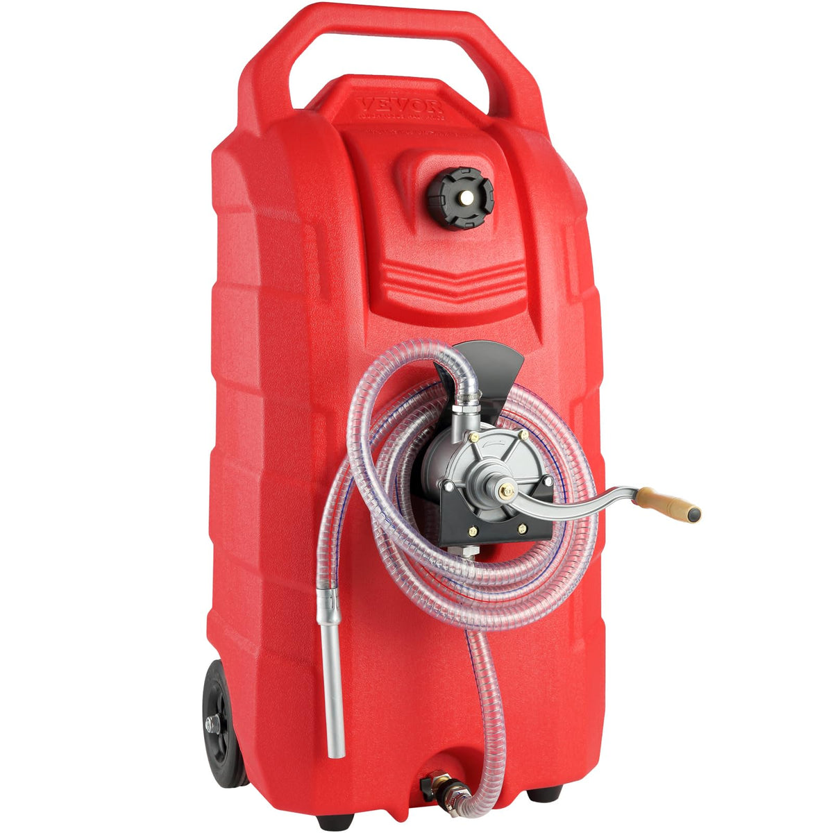 Vevor 16 Gallon Fuel Caddy, Portable Gas Storage Tank Container With Hand Pump Rubber Wheels, 7.8 L/Min, Fuel Transfer Storage T