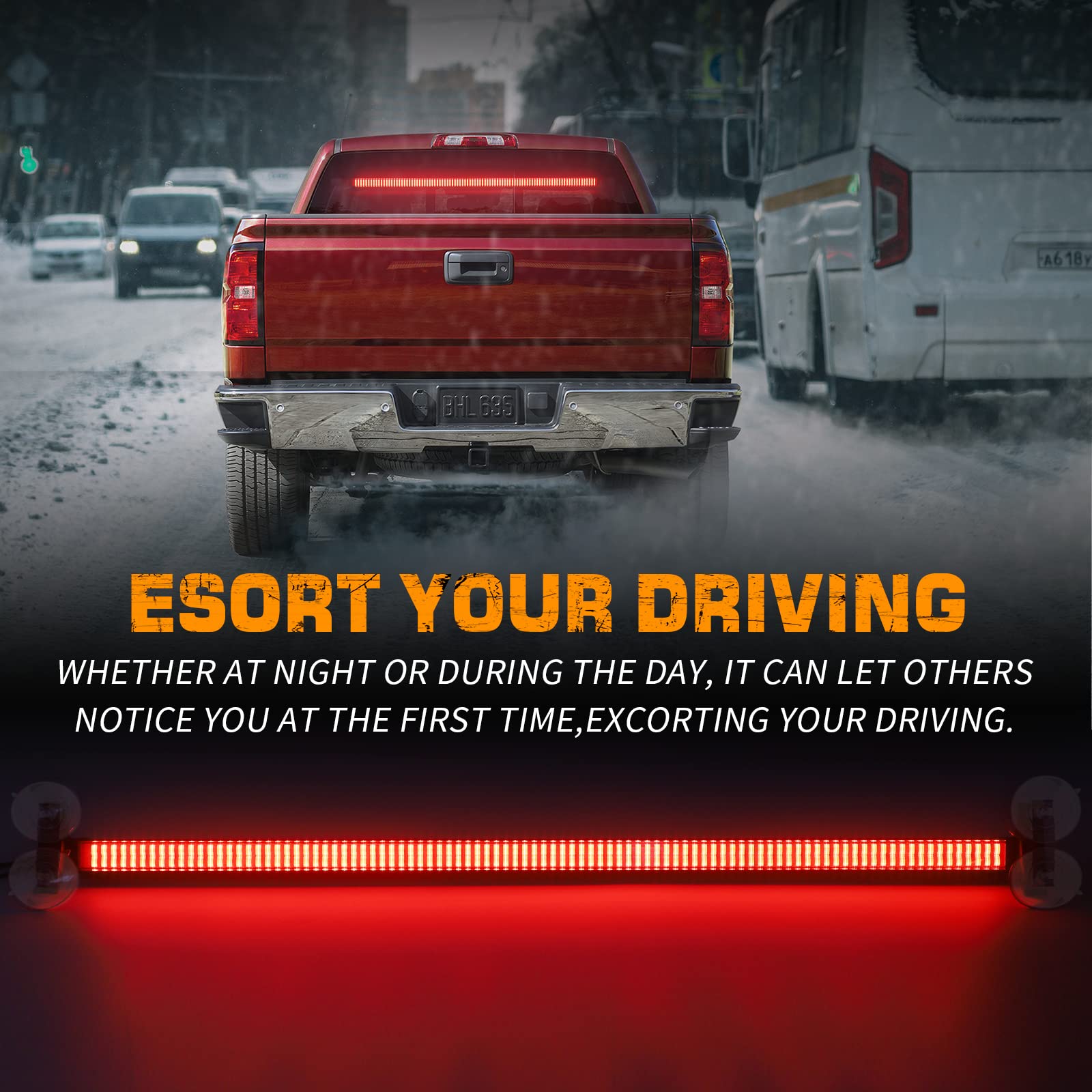 Xridonsen 35 Inch Traffic Advisor Light Bar 144 Led Red Emergency Warning Flashing Safety Interior Windshield Strobe Lights W/Di