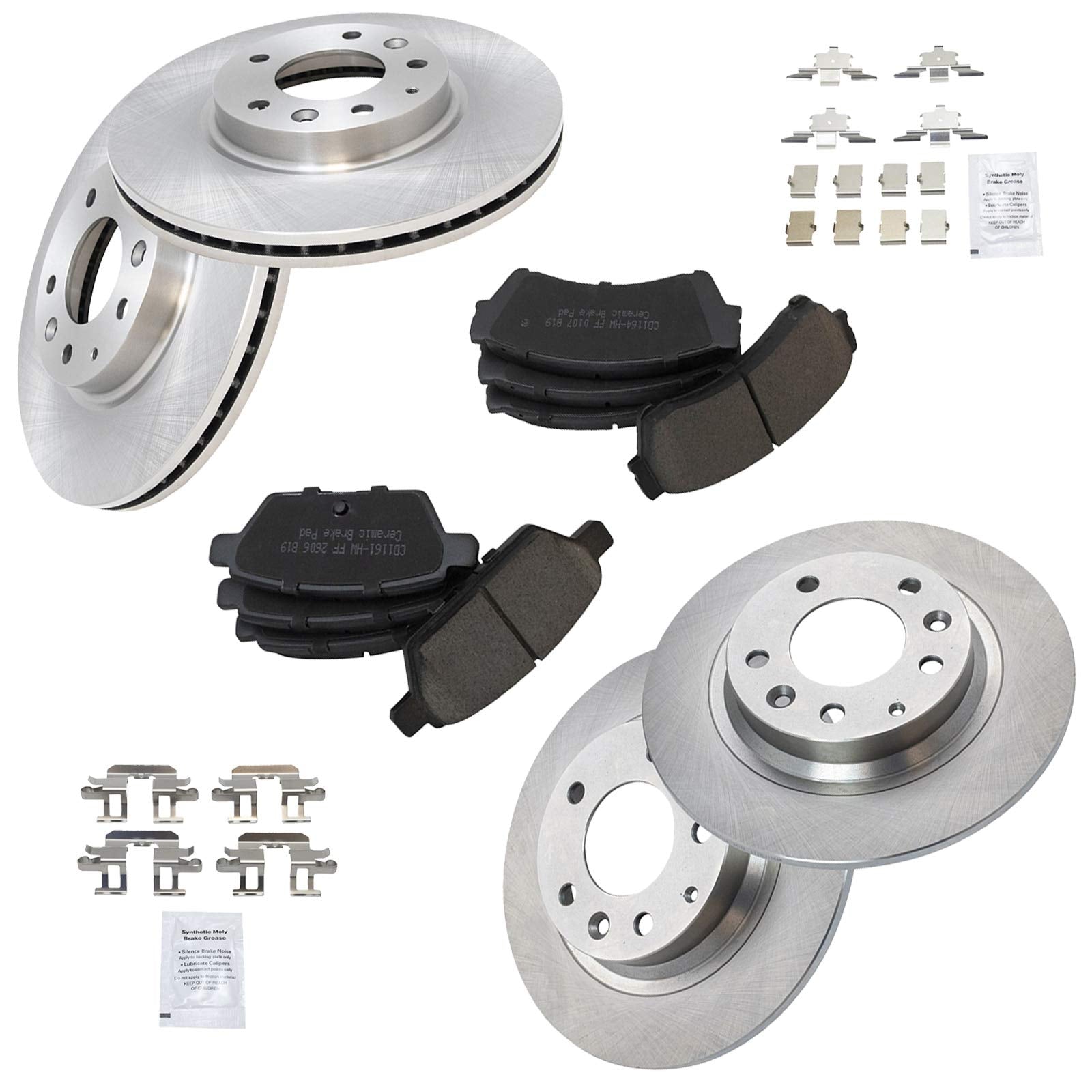 Trq Front And Rear Brake Pad & Rotor Kit Brake Pads Brake Rotor Ceramic Compatible With 2006-2012 Ford Fusion 2007-2012 Lincoln