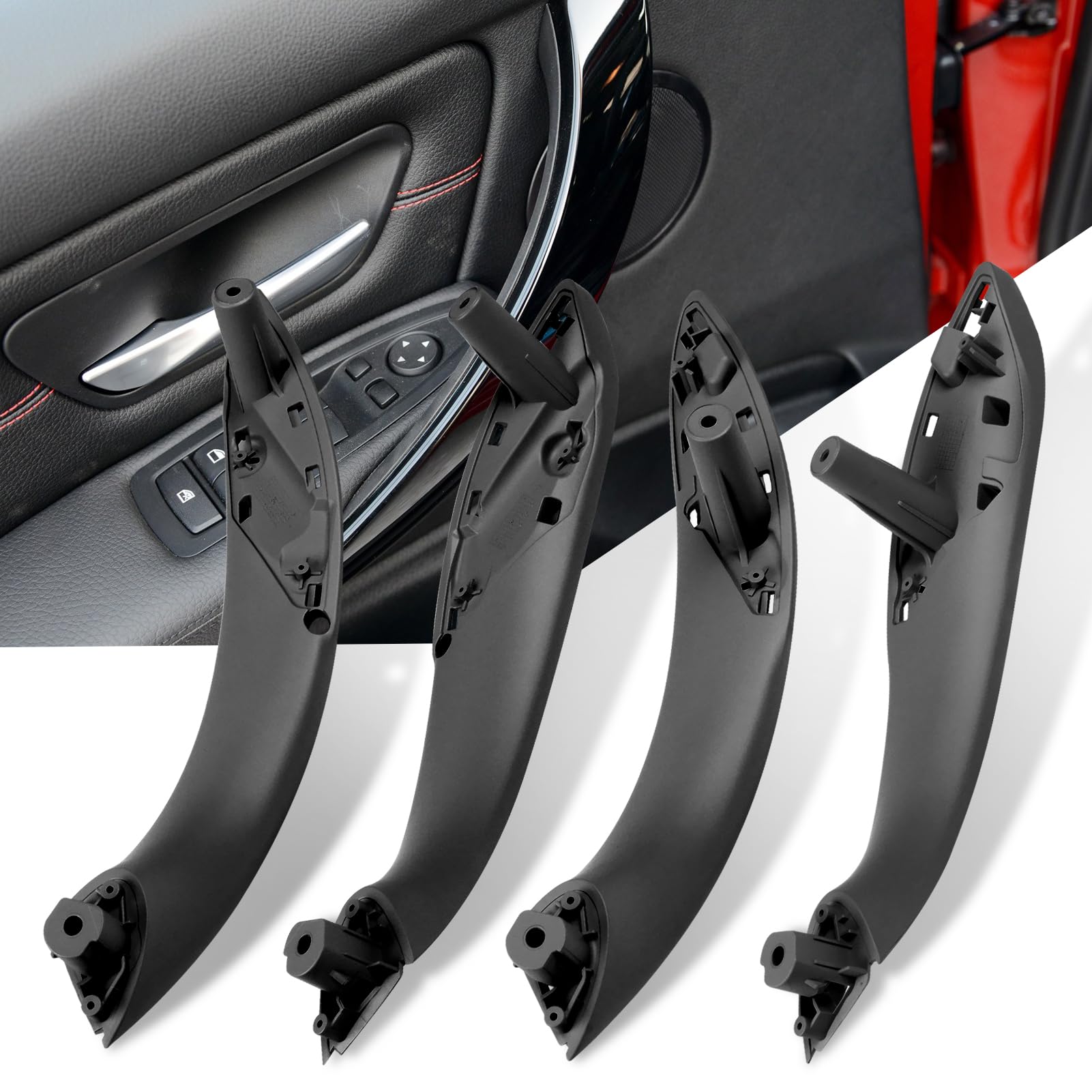 Jaronx Compatible With Bmw Door Handles Replacement For 320I,325I,328I,330I,335I,340I F30/F31/F80 M3, 4Pcs Driver Side And Passenger Side Interior Door Pull Handle Replacement(Not For 4 Series)