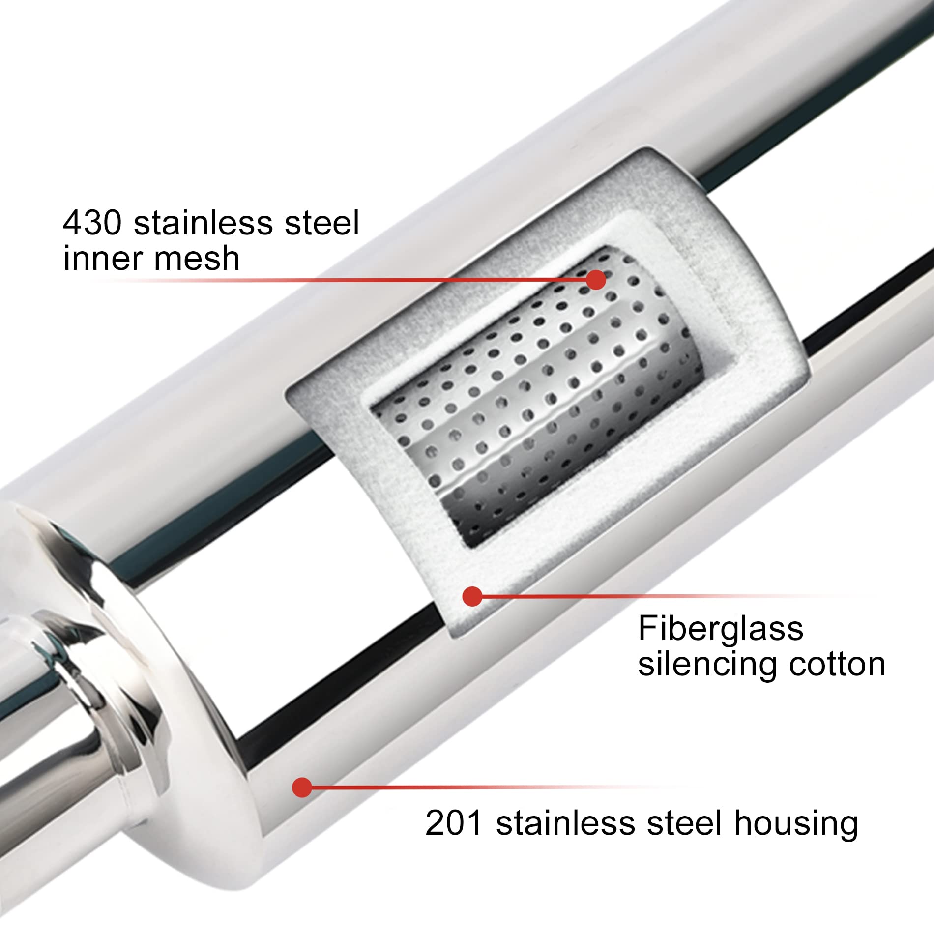 Evil Energy Exhaust Muffler, Stainless Steel Exhaust Tip, Universal 15' Length (Burnt, 2'' Inlet 3'' Outlet)