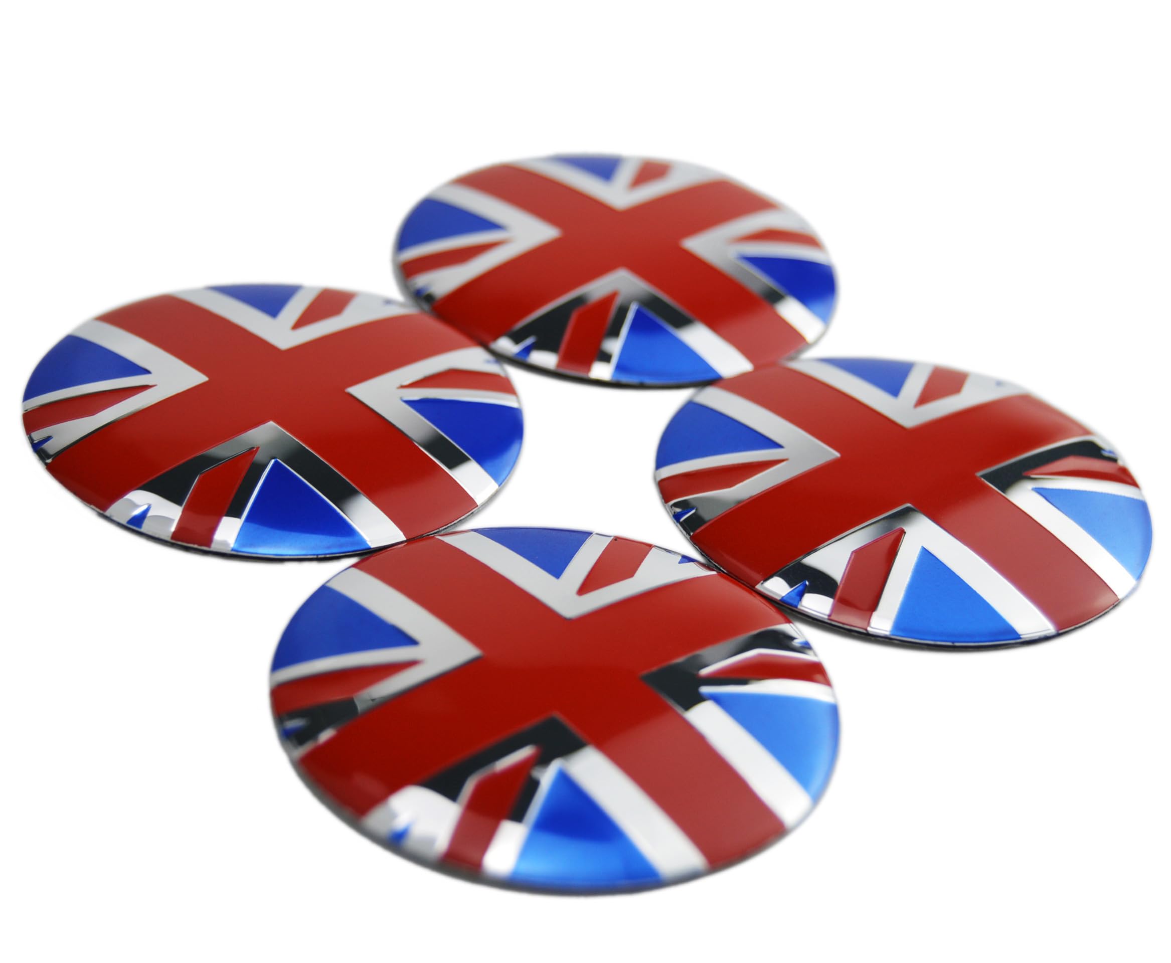 4X Union Jack UK Flag Wheel Hub Center Cap Cover Emblem Overlay for Mini Cooper 52mm 2 inches Hub Center Cap