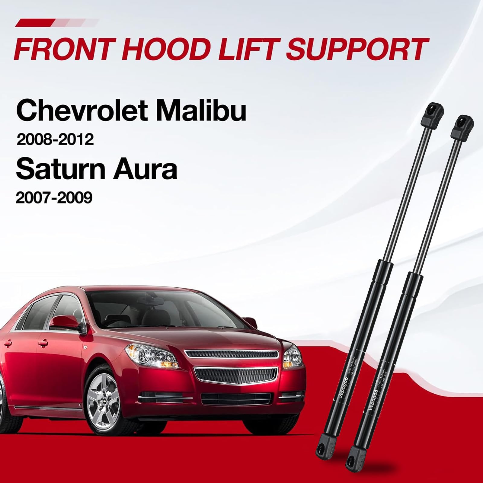 Vepagoo 6166 Front Hood Struts Compatible For Chevrolet Malibu 2008-2012, Saturn Aura 2007-2009 Gas Shock Lift Supports,4-Door H