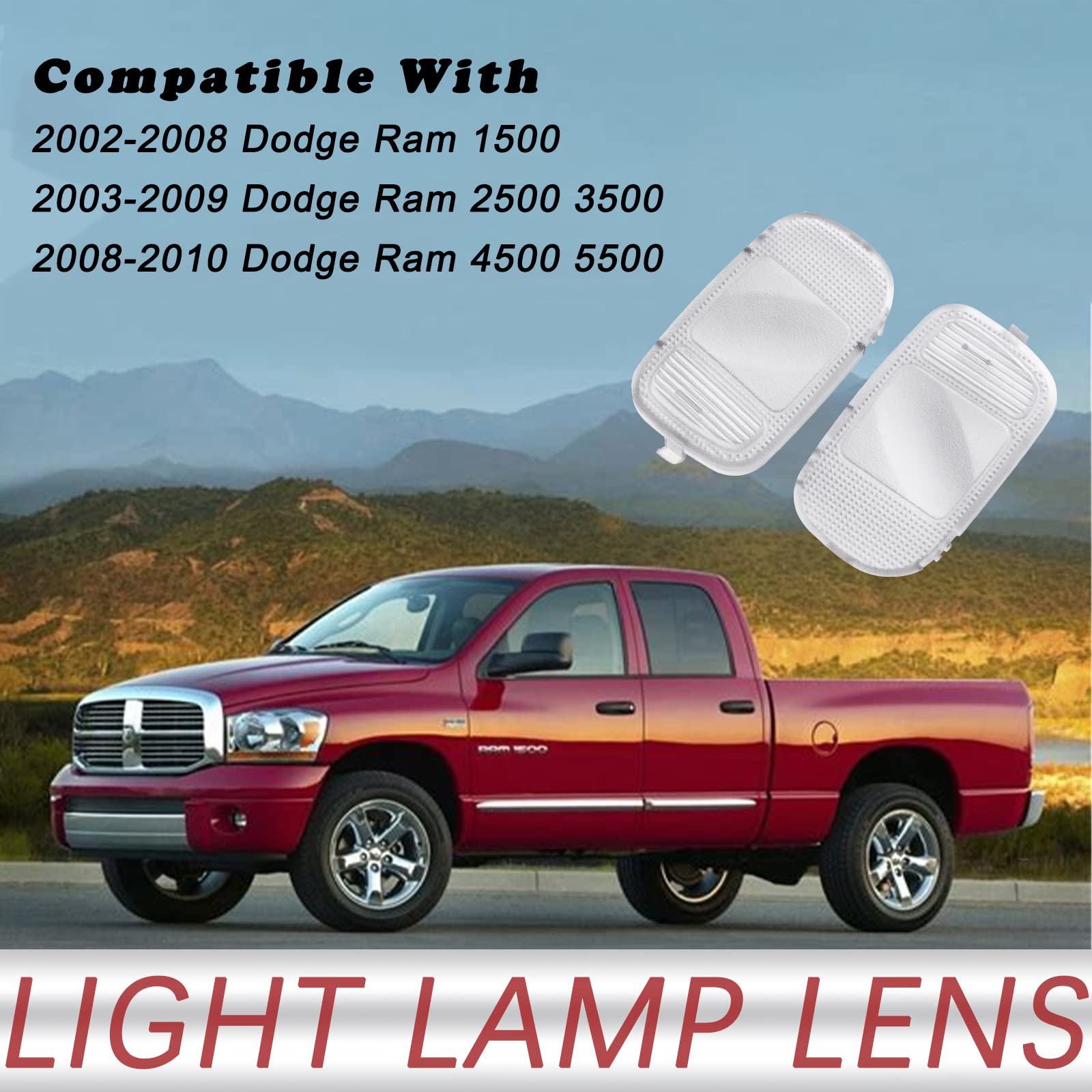 Tqponly Dome Light Cover Overhead Console Reading Lamp Compatible With Dodge Ram 1500 2500 3500 4500 5500 Truck Parts Replaces 7