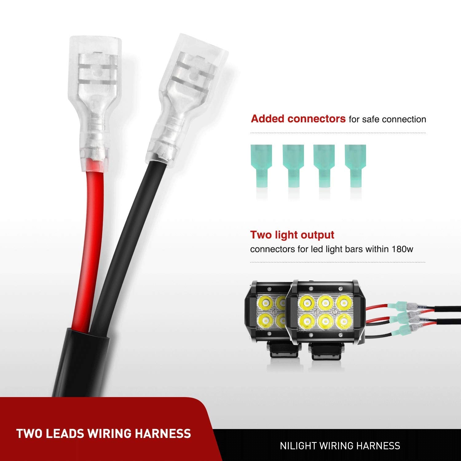 Nilight 2Pcs 18W Spot Led Work Lights Led Pods Fog Lights Off Road Led Lights Driving Lights With16Awg Off Road Wiring Harness K