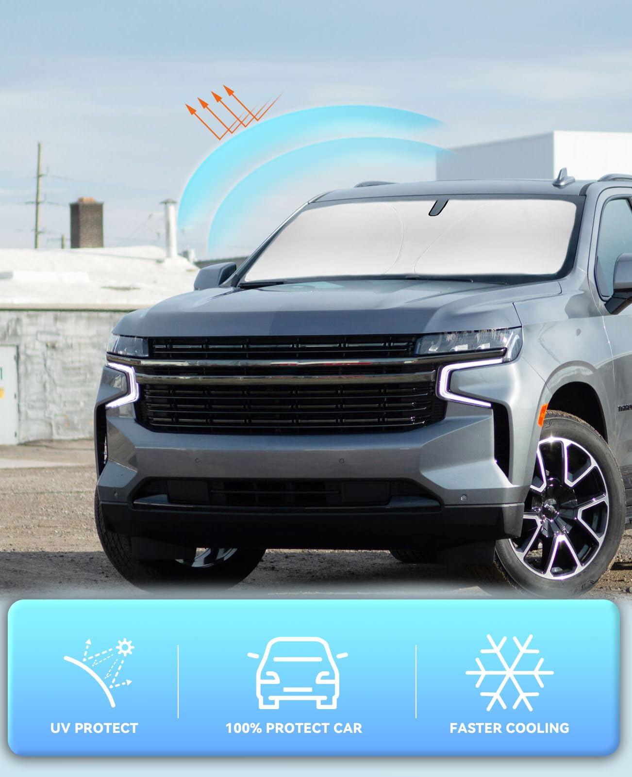 Windshield Sun Shade Car Sunshade For 2021 2022 2023 2024 2025 Chevrolet Chevy Tahoe Accessories Windshield Sun Visor Cover For