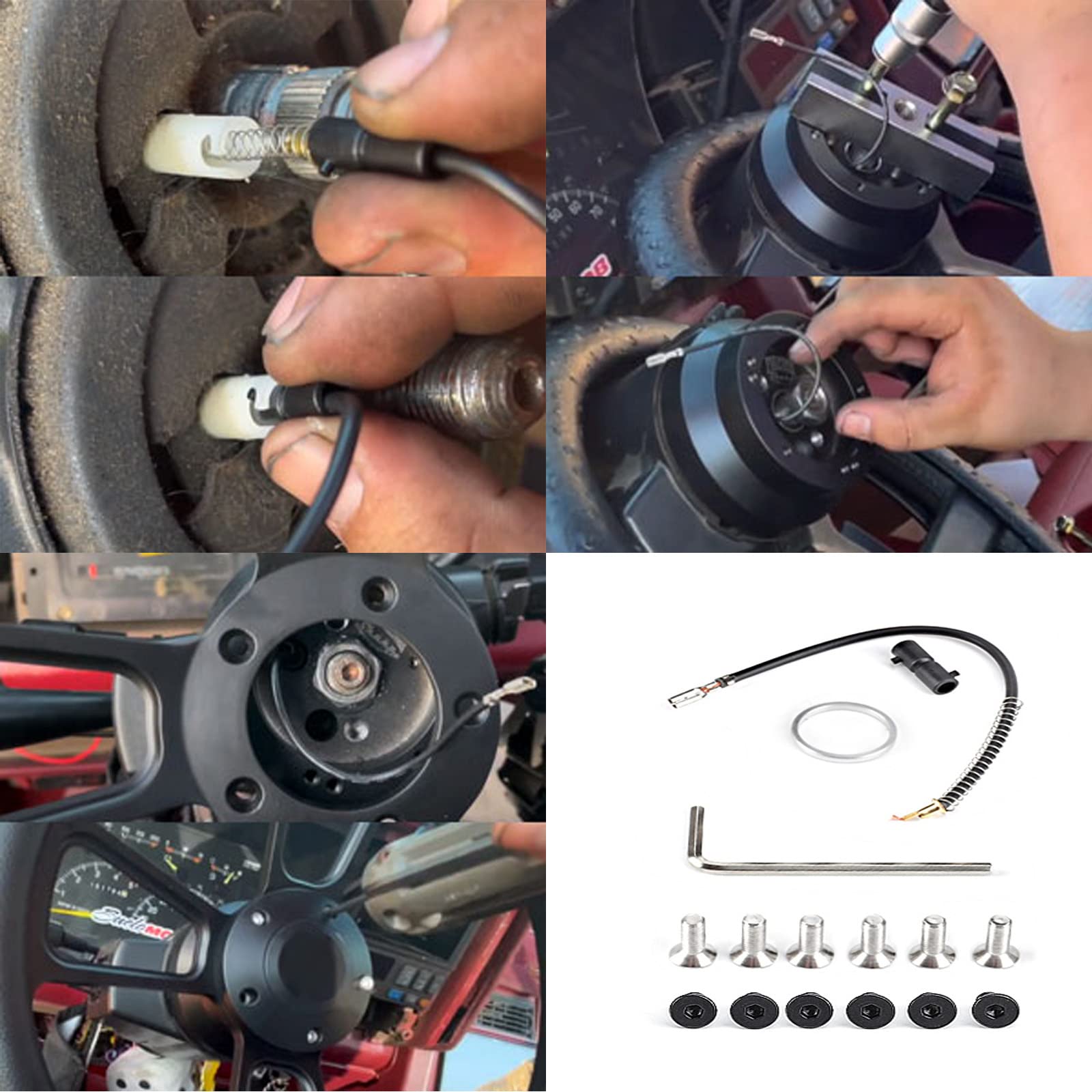 CNSPEED 5 & 6 Hole Steering Wheel Hub Adapter for GMC Chevy Pontiac Cadillac Truck Pickup (Black)