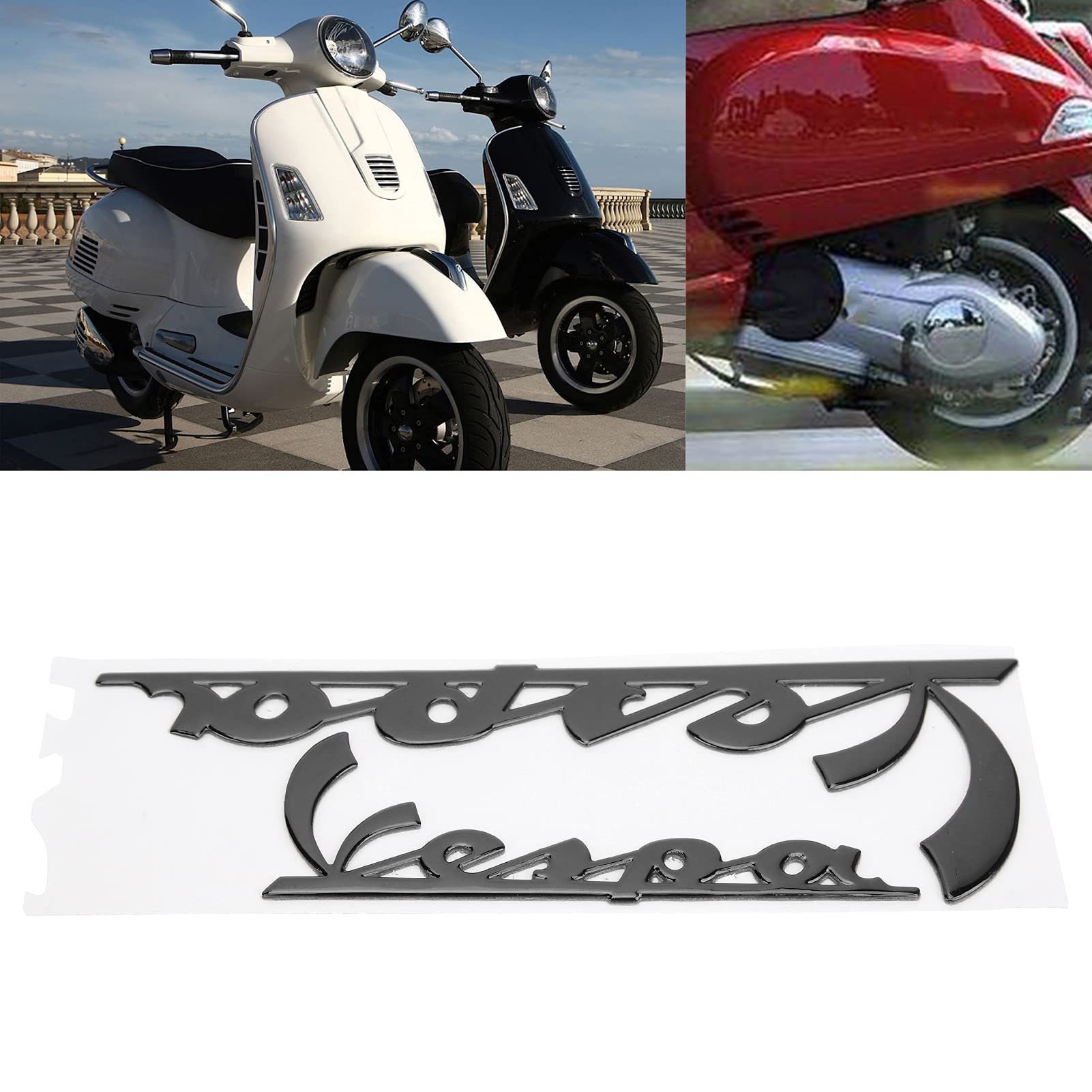 Fydun Motorcycle Emblem Stickers, 3?Dimensional Reflective Resin Decal Stickers for Vespa GTS300 LX125 LX150 IE Primavera 300 LX