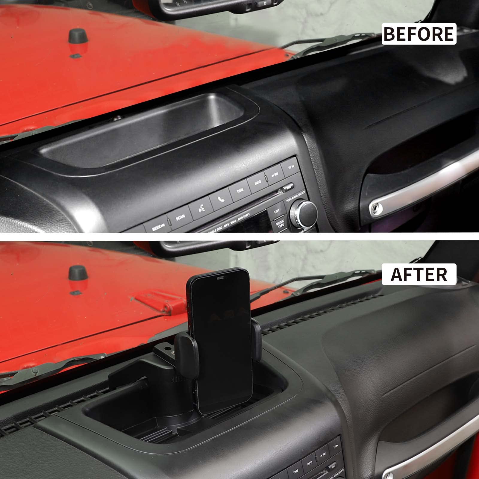 Voodonala for Jeep JK Phone Holder with Storage Cell Phone Dash Multi-Mount for 2011-2018Jeep Wrangler JK JKU, US Flag (Upgraded