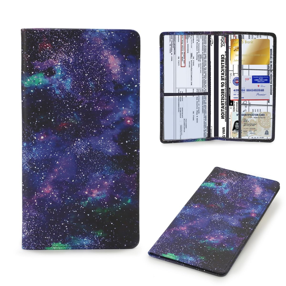 Tildosac Leather Car Registration And Insurance Card Holder, Car Document Holder For Cards License With Magnetic Shut(Purple)