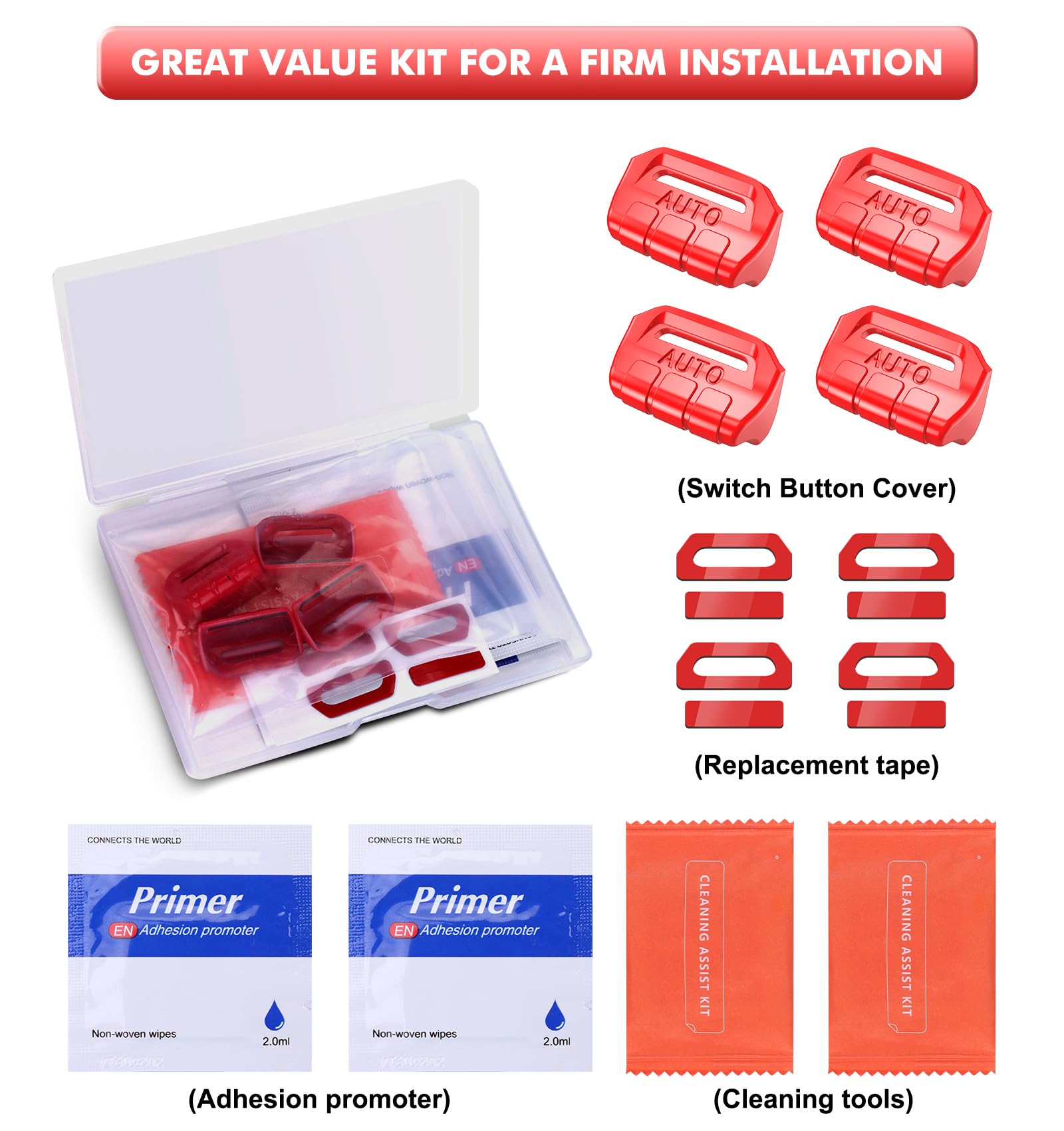 Fits For Jl Jeep 4 Pcs Upgrade Window Switch Button Cover Compatible With Jeep Wrangler Jl Jlu 2025 2024 2023 2022 2021 2020 2019 2018 & Gladiator Jt 2020-2025 Interior Accessories(Bright Red)