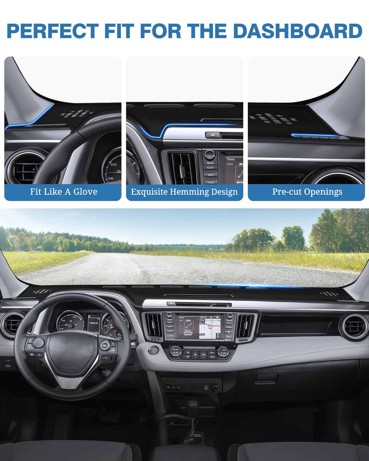 Fiilines Dash Cover Compatible With Toyota Rav4 2013 2014 2015 2016 2017 2018 Dashboard Mat Cover Rav4 Accessories Sunshade Nons