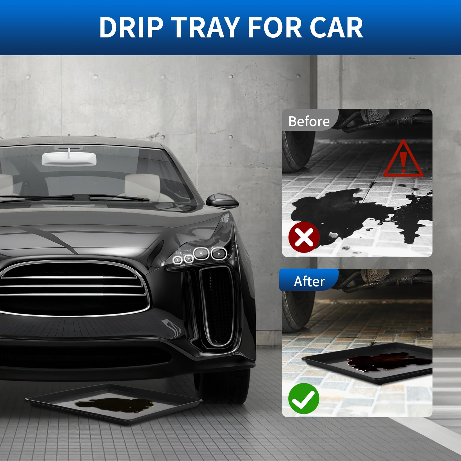 Teodute 22.8'' x 21.6'' Oil Drain Pan,Drip Tray Oil Drip Pan for Under Car Plastic Oil Tray- Leak Proof Mini Fridge Drip Pan,Oil