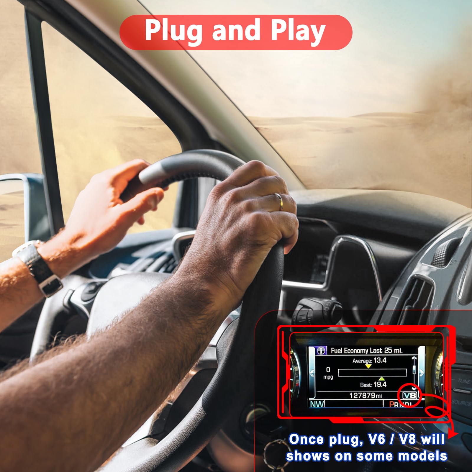 Joplay AFM/DFM Disabler for V6 & V8 GM Motors – Compatible with 5.3L Silverado, Tahoe, Sierra, Yukon, Cadillac Escalade – Red