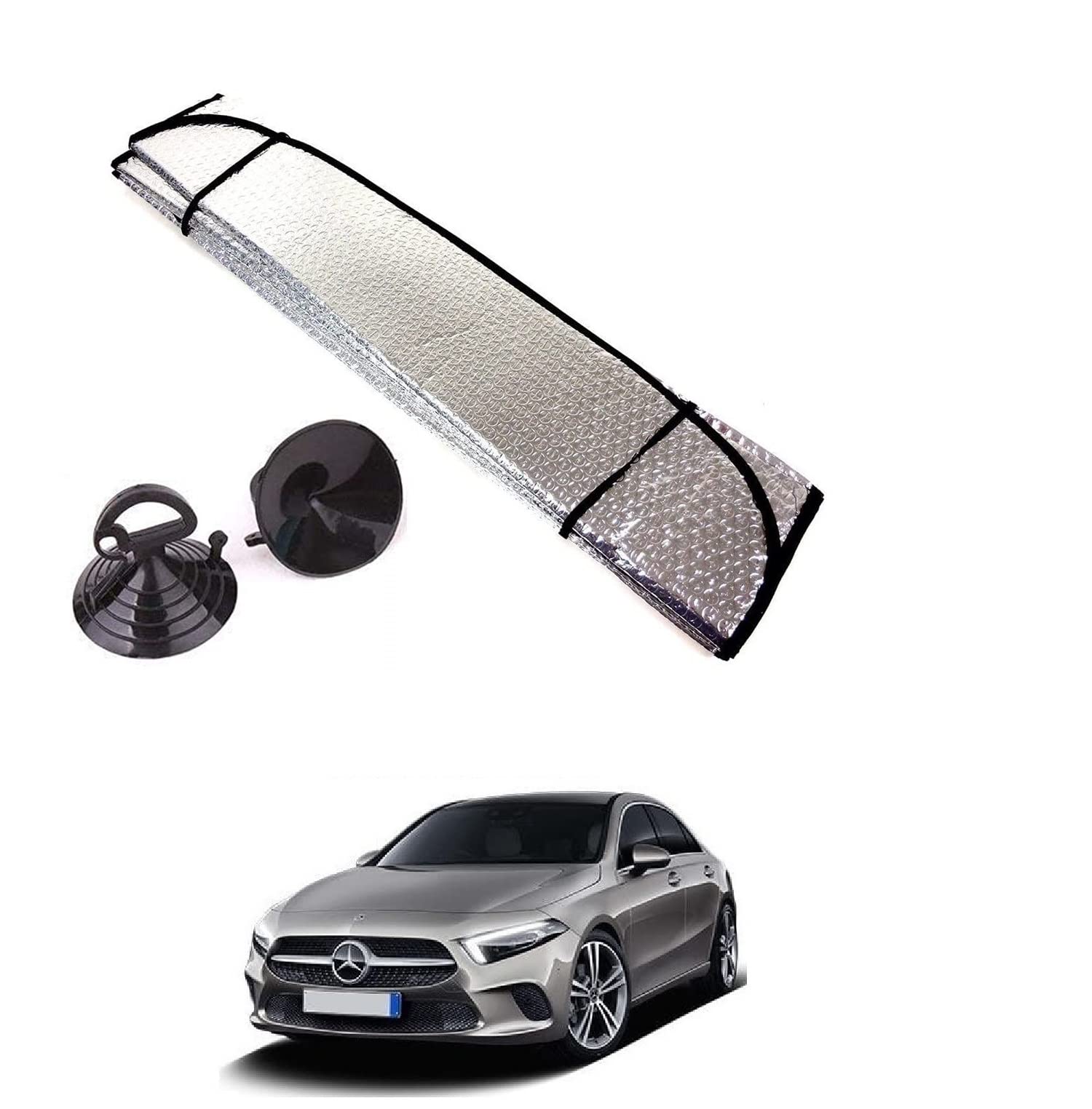Auto Addict Car Sunshades Aluminium Foil Foldable Windshield (Front Window,Rear Window,1 pc) Sunshade for Mercedes Benz AClass