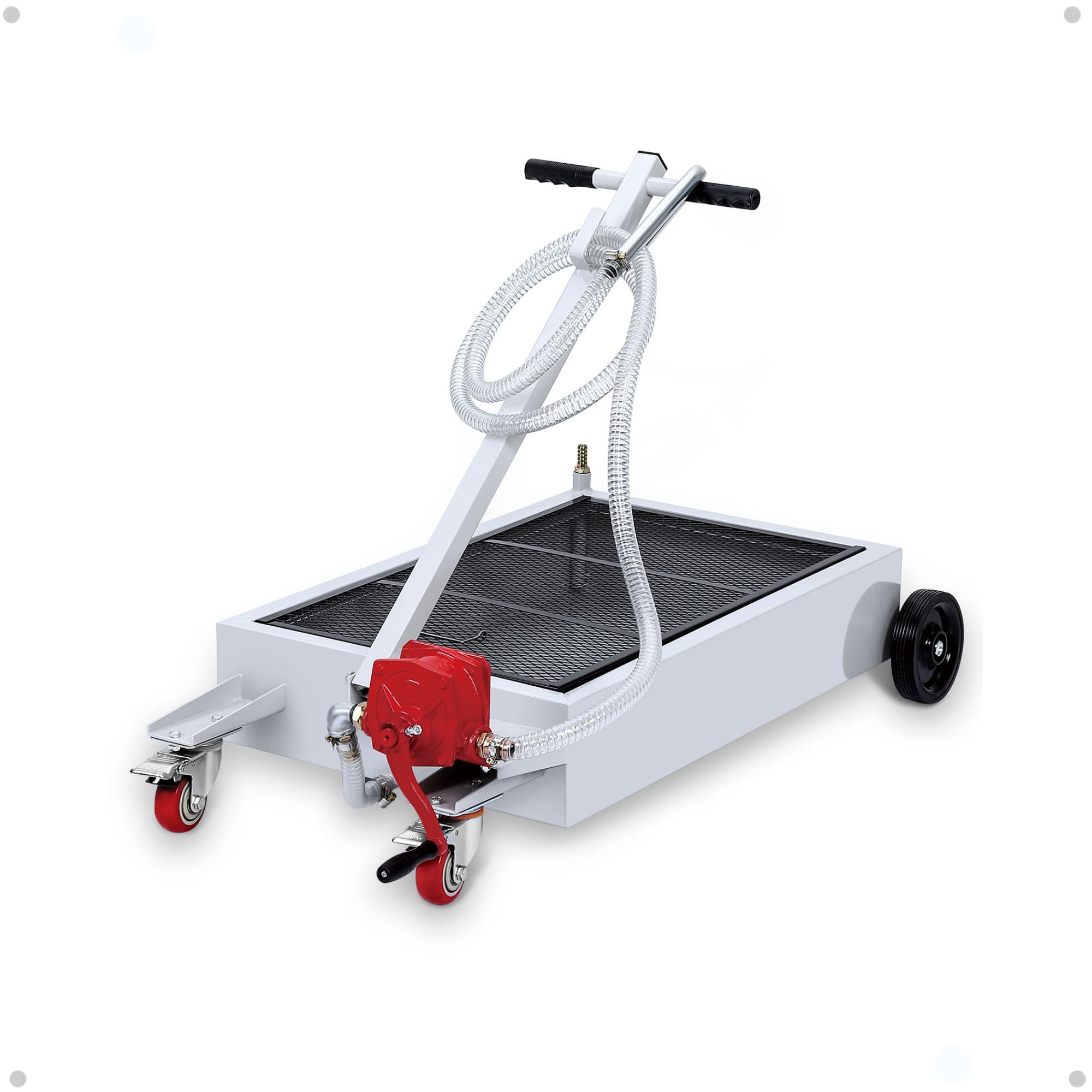 KYBOLT 15 Gallon Oil Drain Pan with Pump & 8 Ft Hose, T Folding Handle & Low Profile Rolling Oil Drain Cart for Truck Cars SUVs,
