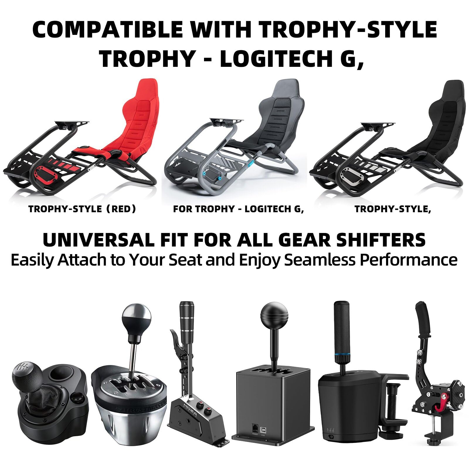 Banpingo Gearshift & Handbrake Holder - Compatible with Trophy-Style,Trophy - Logitech G, and Other Sim Racing Seats