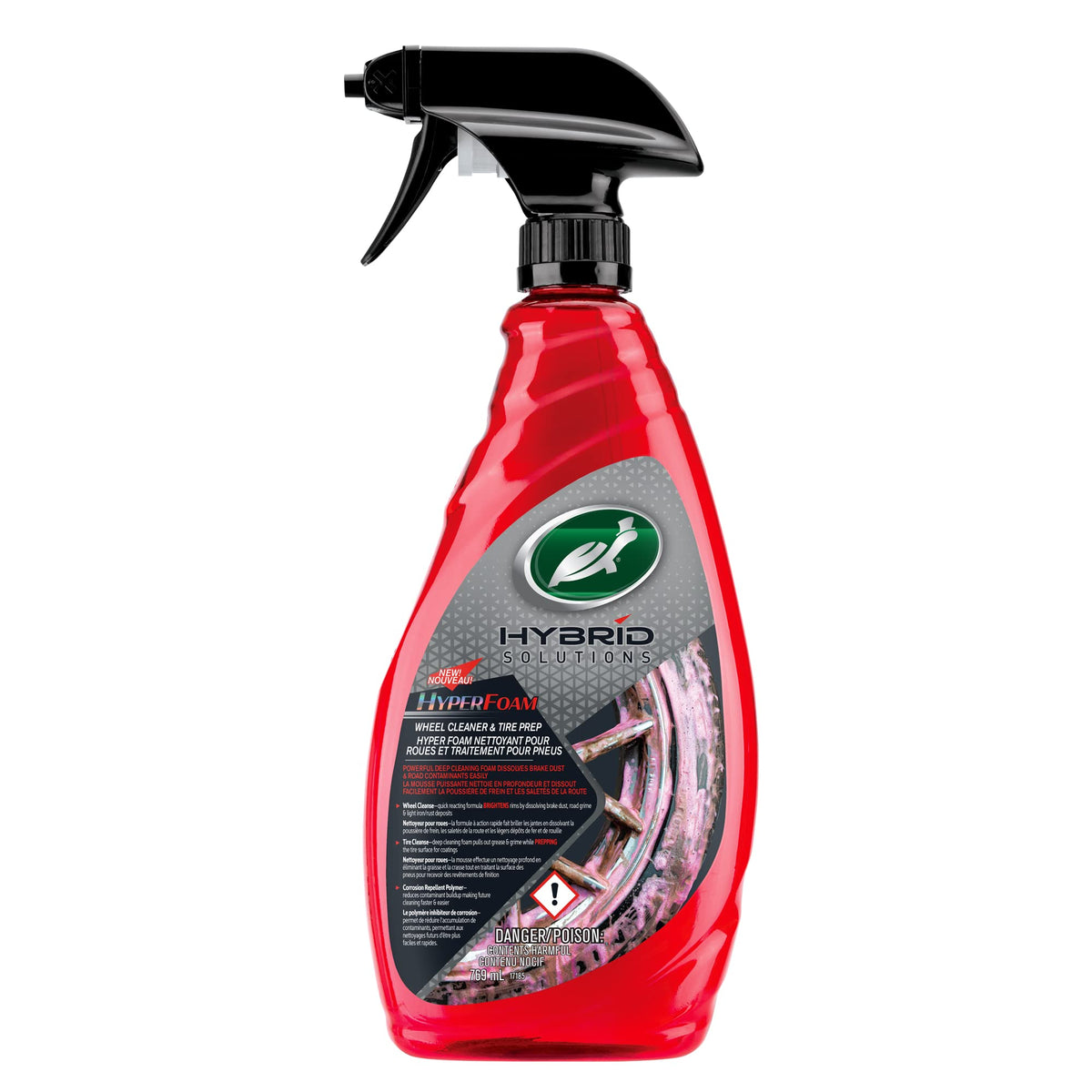 Turtle Wax 53734 Hybrid Solutions Hyper Foam Wheel and Tire Cleaner, Spray on Heavy Duty Formula for Both Wheels and Tires, Brak