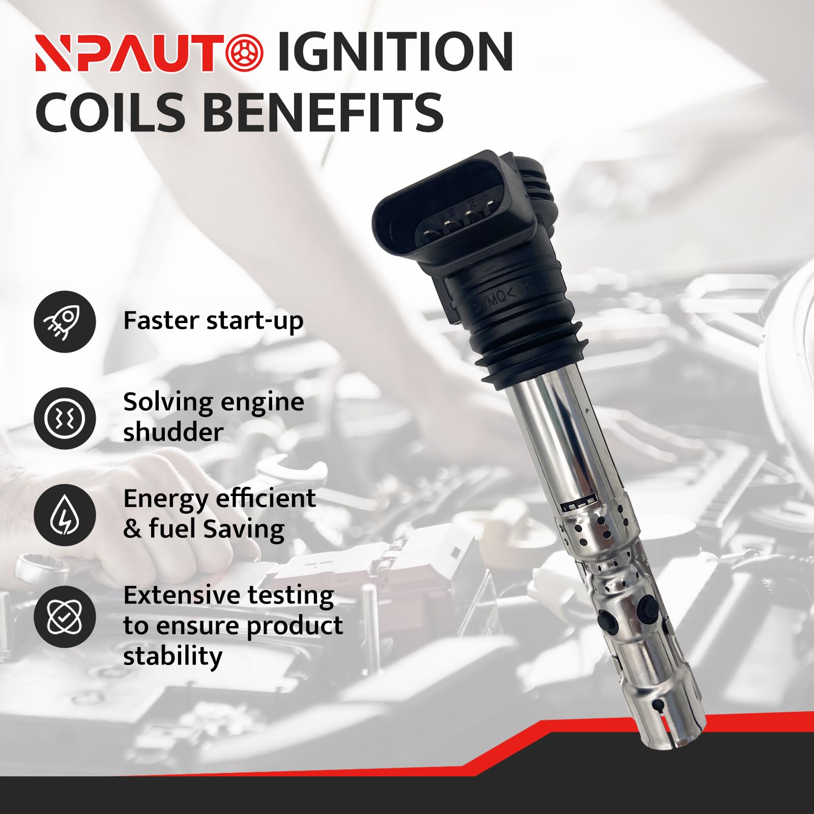 Npauto Ignition Coil Pack Compatible With 1.8 1.8T Audi A4 A6 Tt Turbo Quattro, Vw Beetle Golf Jetta Passat 2001 2002 2003 2004 2005 2006, Set Of 4