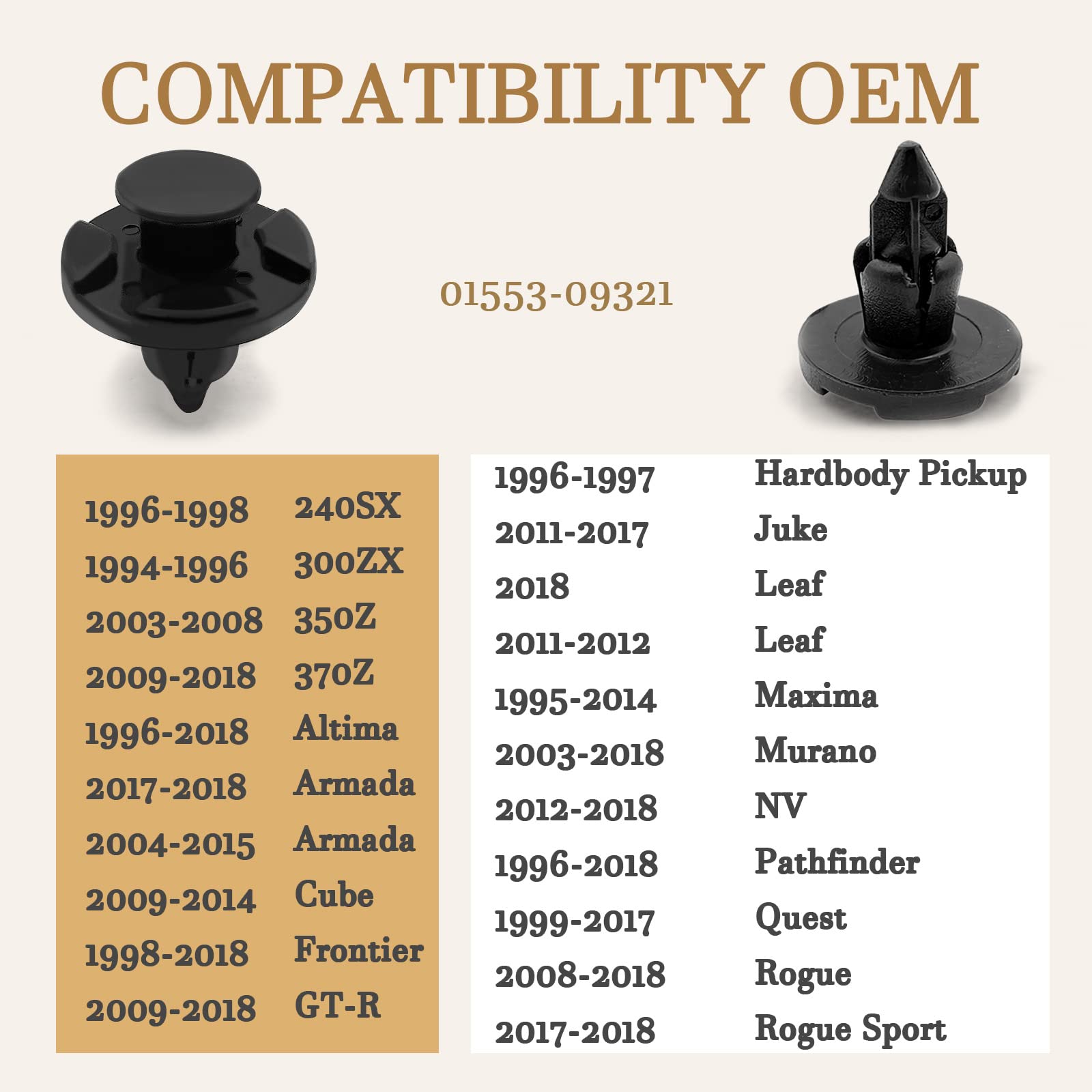 20Pcs Fender Trim Panel Bumper Shield Retainer Fastener Nylon Replaces Nissan Oem 01553-09321 Compatible With Mr328954