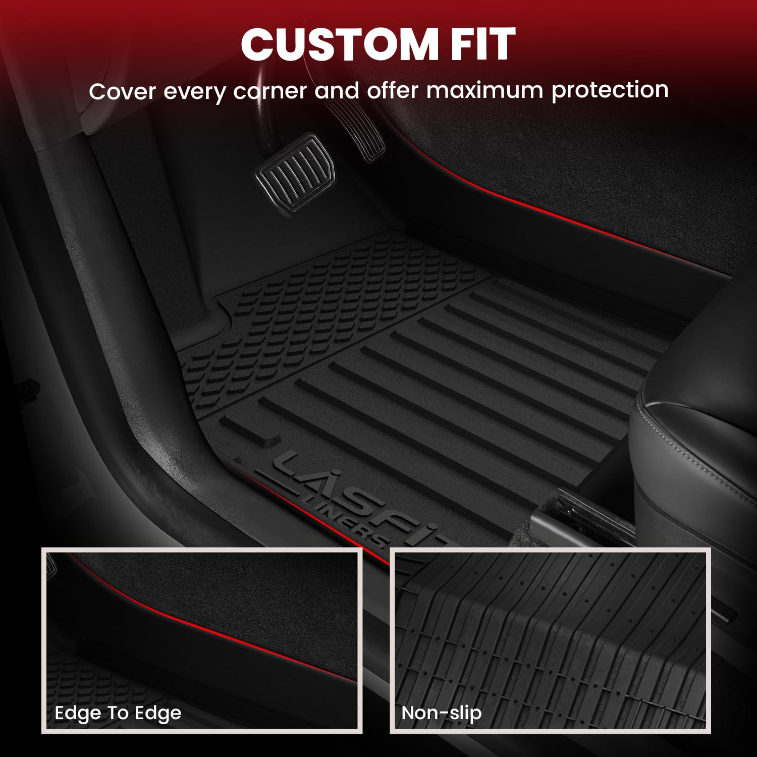 Lasfit 9Pcs Premium Extra Thick Floor Mats For Tesla Model Y 7 Seater 2025/2024/2023/2022/2021/2020 | Tpe All Weather Custom Fit