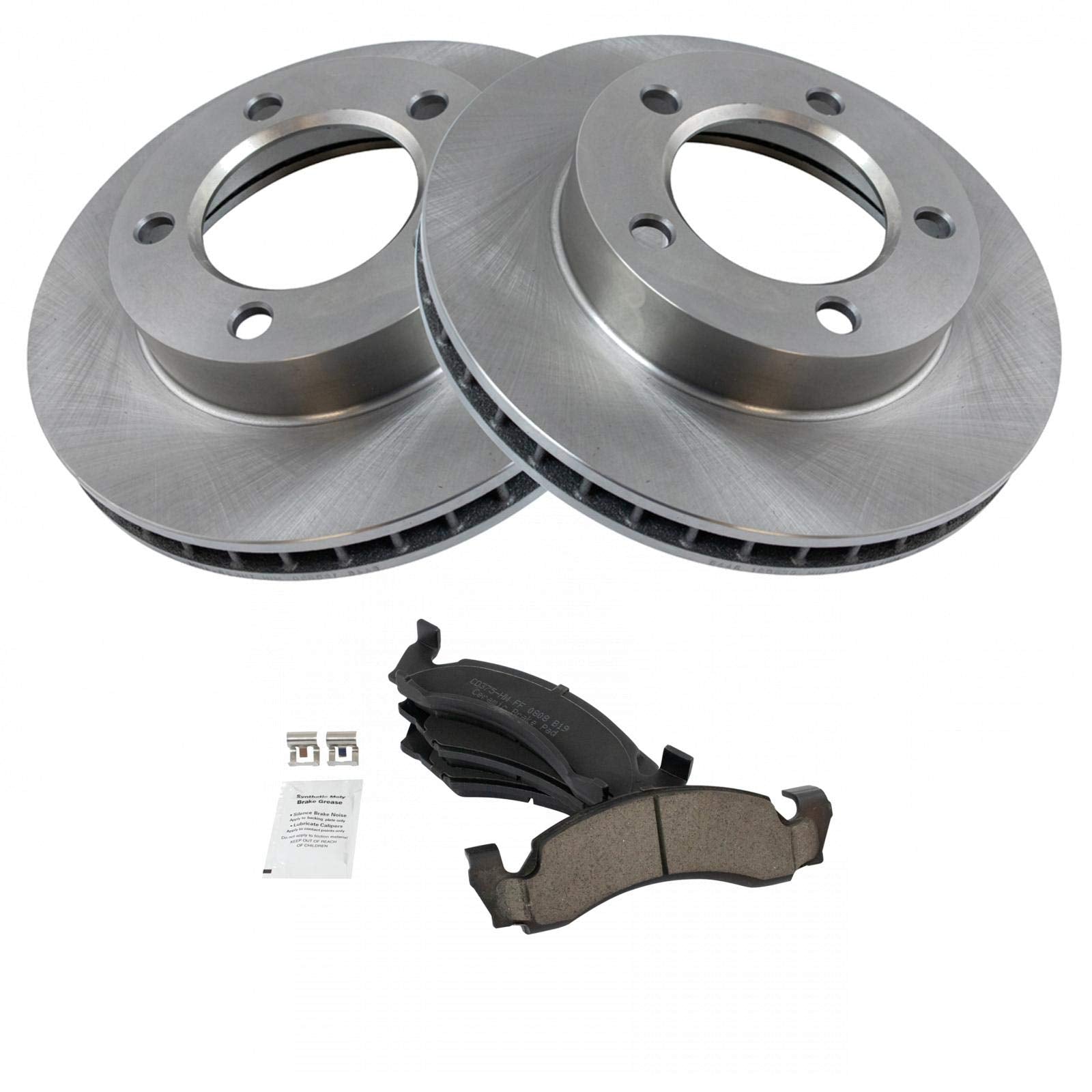 Trq Front Brake Pad & Rotor Kit Brake Pads Brake Rotor Ceramic Compatible With 1987-1993 Ford Bronco F-150