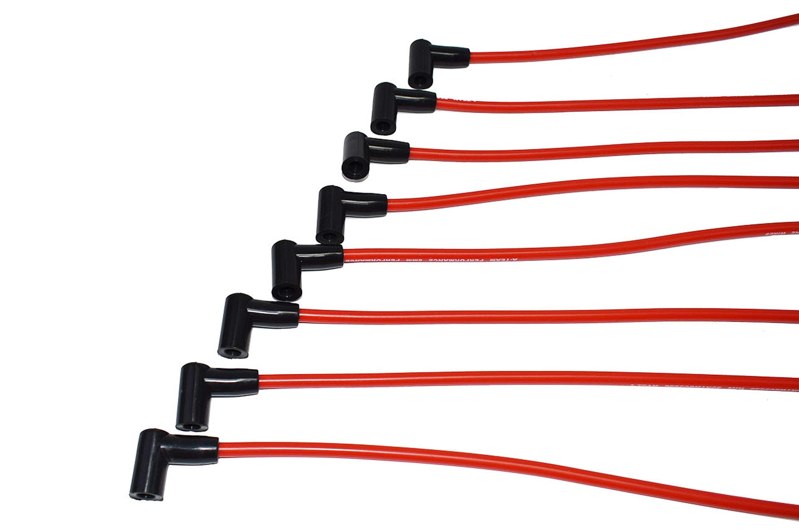 A-Team Performance - 8.0Mm Red Silicone Spark Plug Wires - Compatible With Chevrolet Sbc Small Block Gmc Under The Exhaust Wires Hei 283 305 307 327 350 400