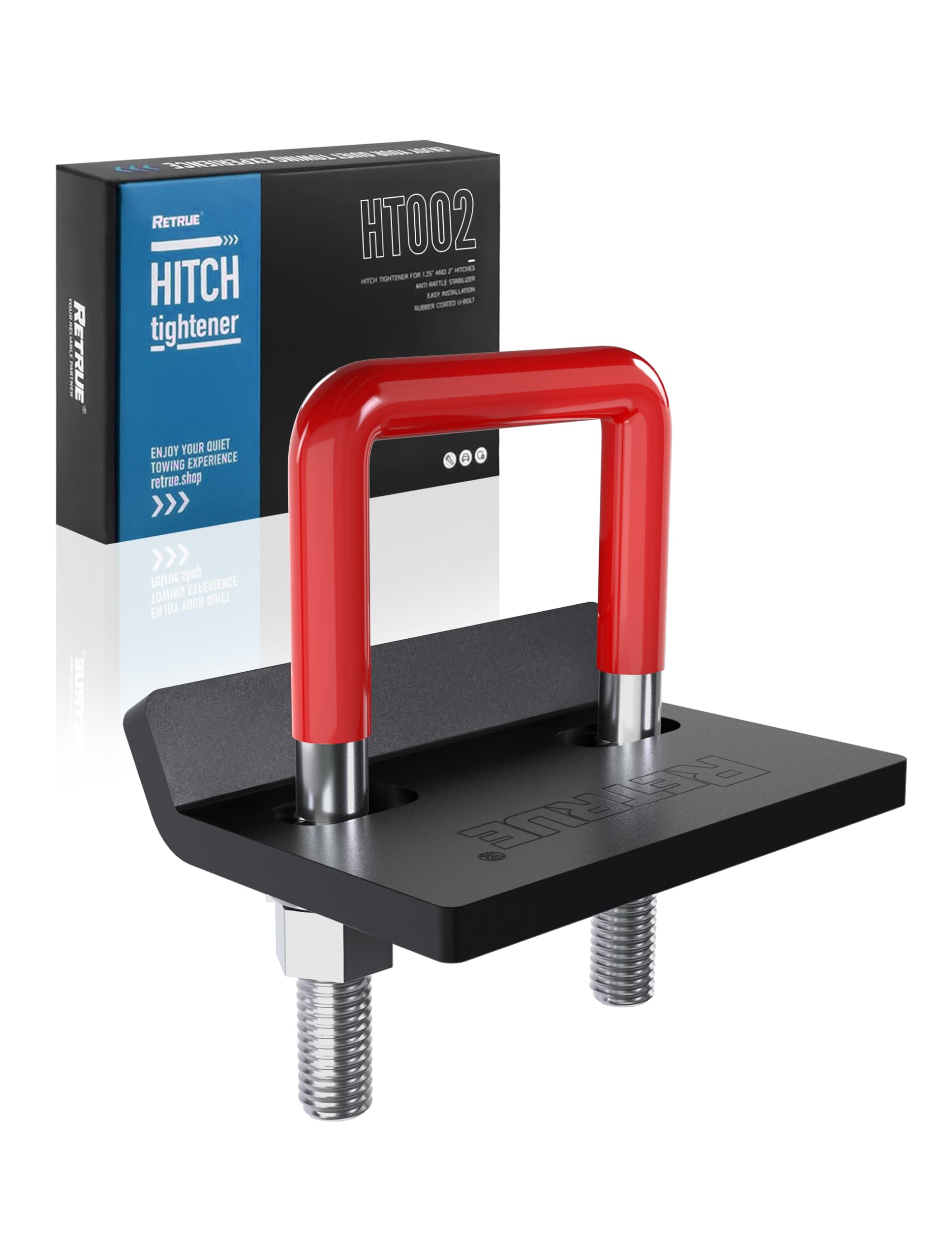 RETRUE Anti Rattle Hitch Tightener 1.25-2, Rubber Coated Hitch Stabilizer for Trailer Accessories, Anti Rattle Clamp Reduce Move