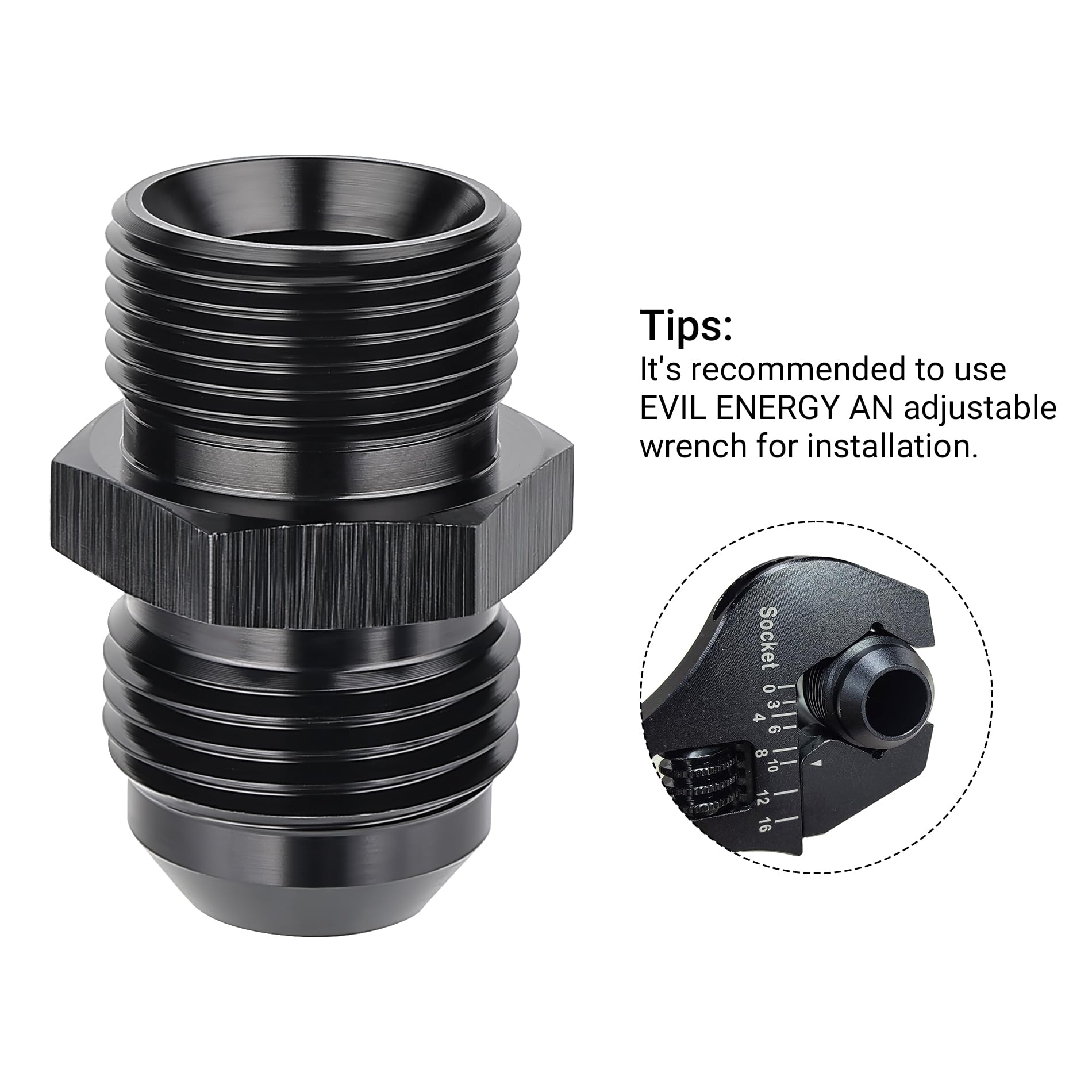 Evil Energy 8An Male Flare To M22 X 1.5Mm Male Metric Fitting Adapter Aluminium Alloy 2Pcs