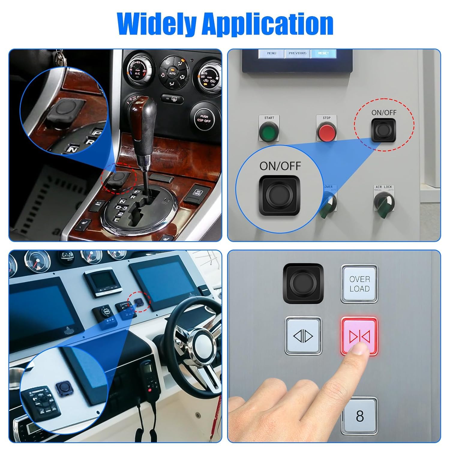 Gebildet 4Pcs Momentary Push Button Switch, On/Off Horn Buttons, 0.5A Surface Mount Mini Switches For 12V-24V Car Horn, Industri