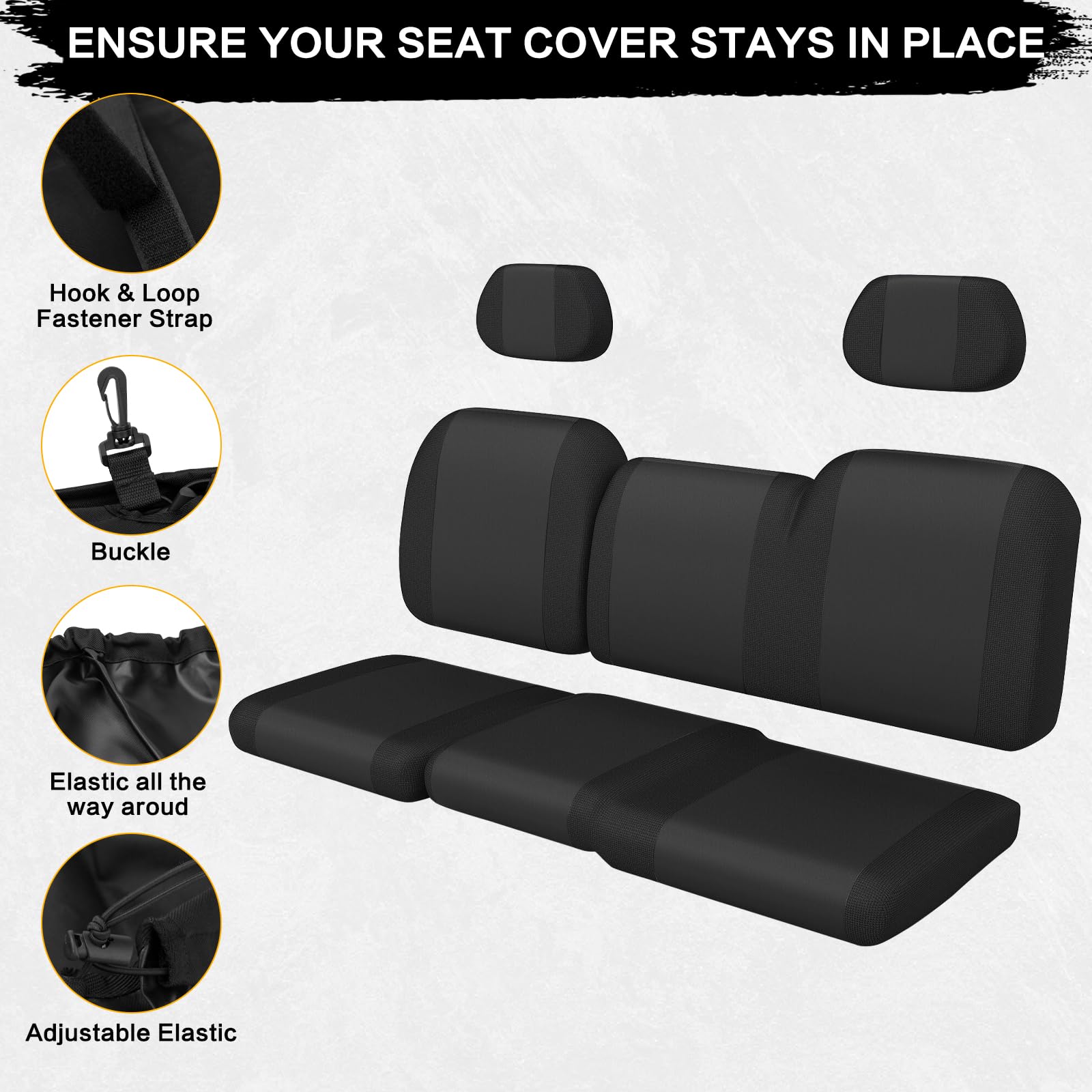 Smotrcc Ranger 1000 Seat Covers With Headrest Covers - Waterproof Pu Coatin Compatible With Polaris Ranger 1000/Ranger Xp 1000/Ranger Crew Xp 1000 2017-2023, Utv Seat Covers, Crew Fits Front Seat Only